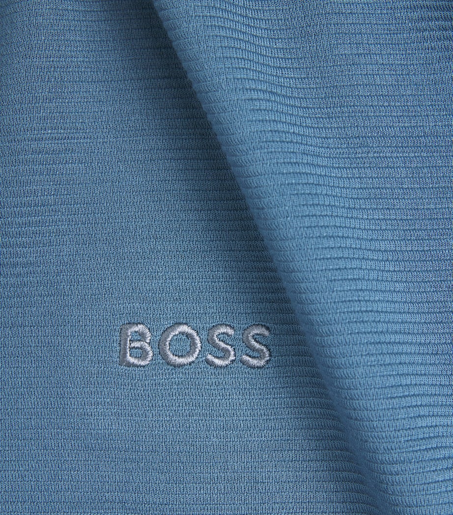 BOSS Mens Rib-Knit Logo T-Shirt Light/pastel Blu Image 6