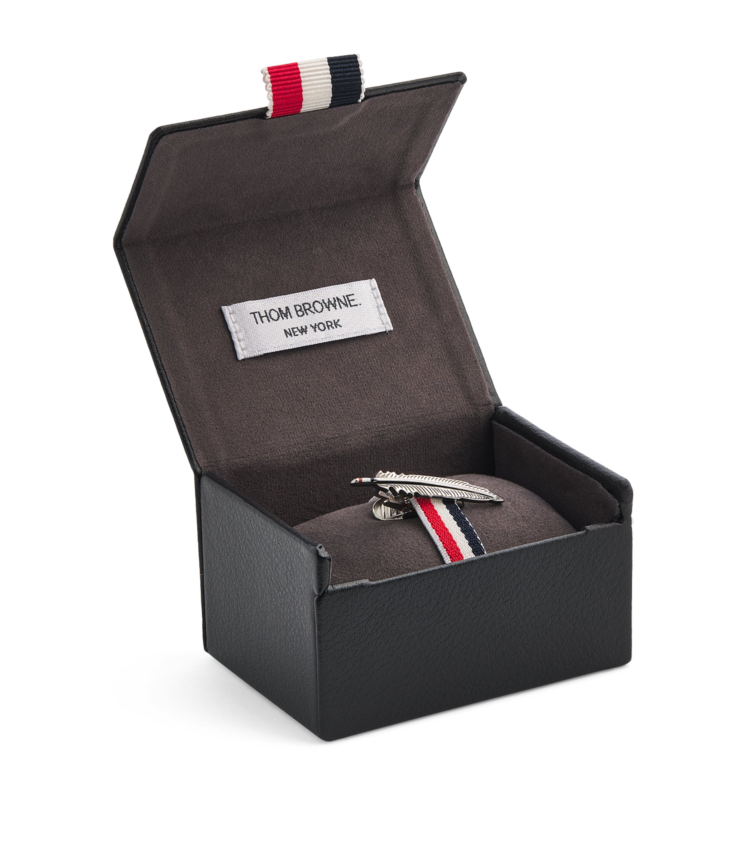 Thom Browne Sterling Silver Feather Tie Bar In Silver