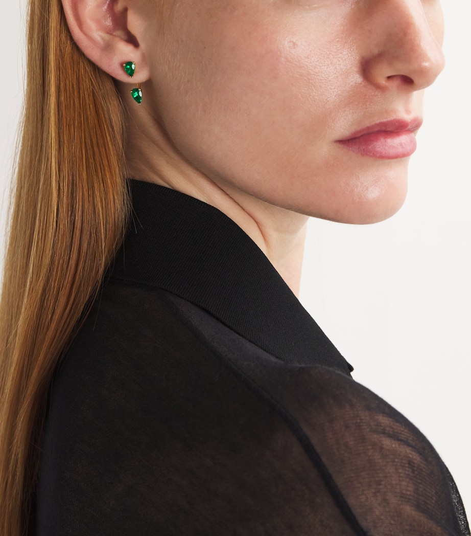 Yellow Gold and Emerald Orbit Single Earring YELLOW GOLD Image 2