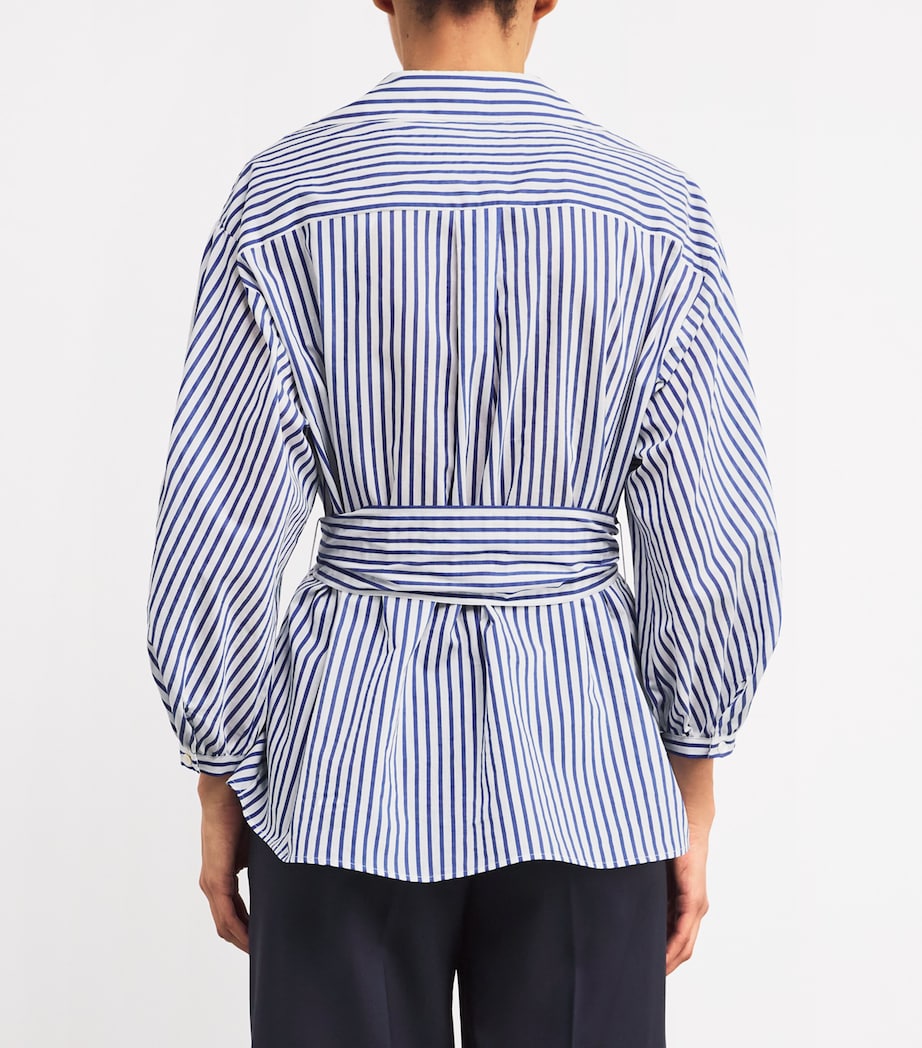 Cotton-Silk Striped Shirt CORNFLOWER BLUE Image 4
