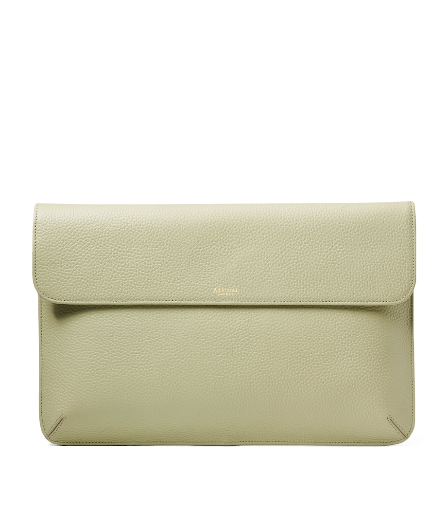 Aspinal Of London Leather Laptop Case Pistachio Image 1