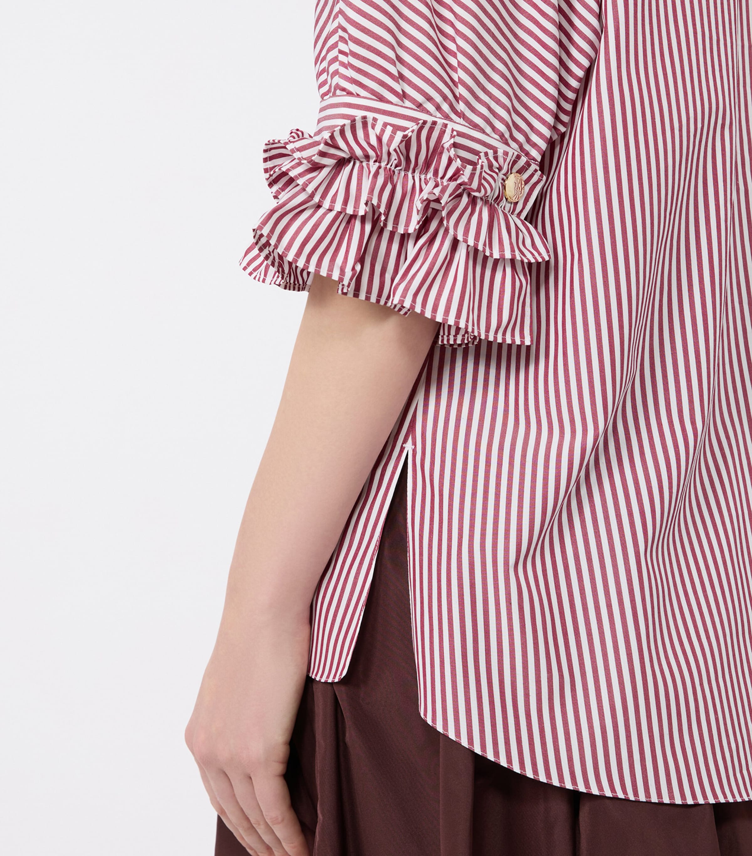 Max Mara Womens Poplin Stripe Shirt Bordeaux Image 5
