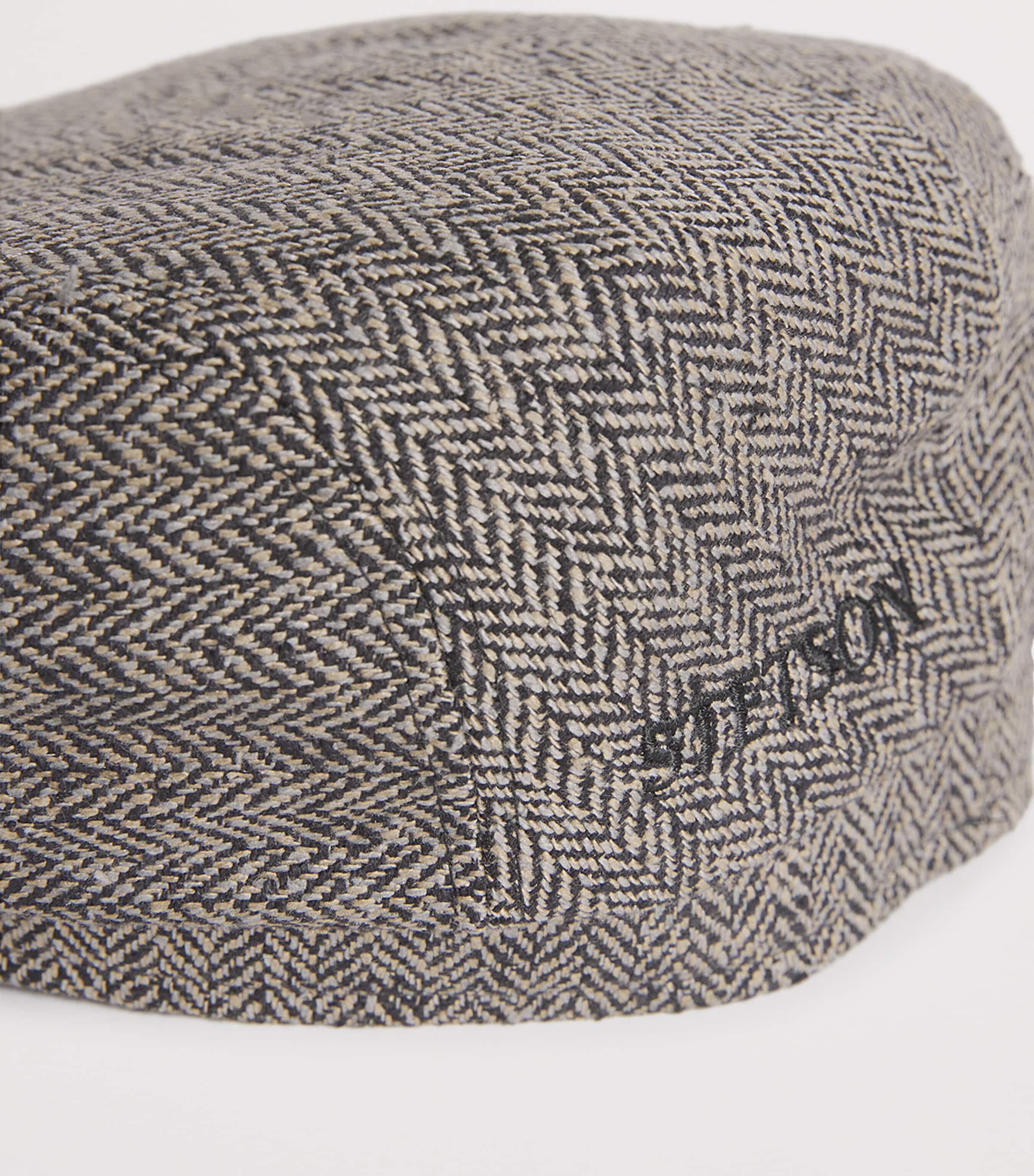 Silk Herringbone Flat Cap 316 - BLACK/BROWN Image 4