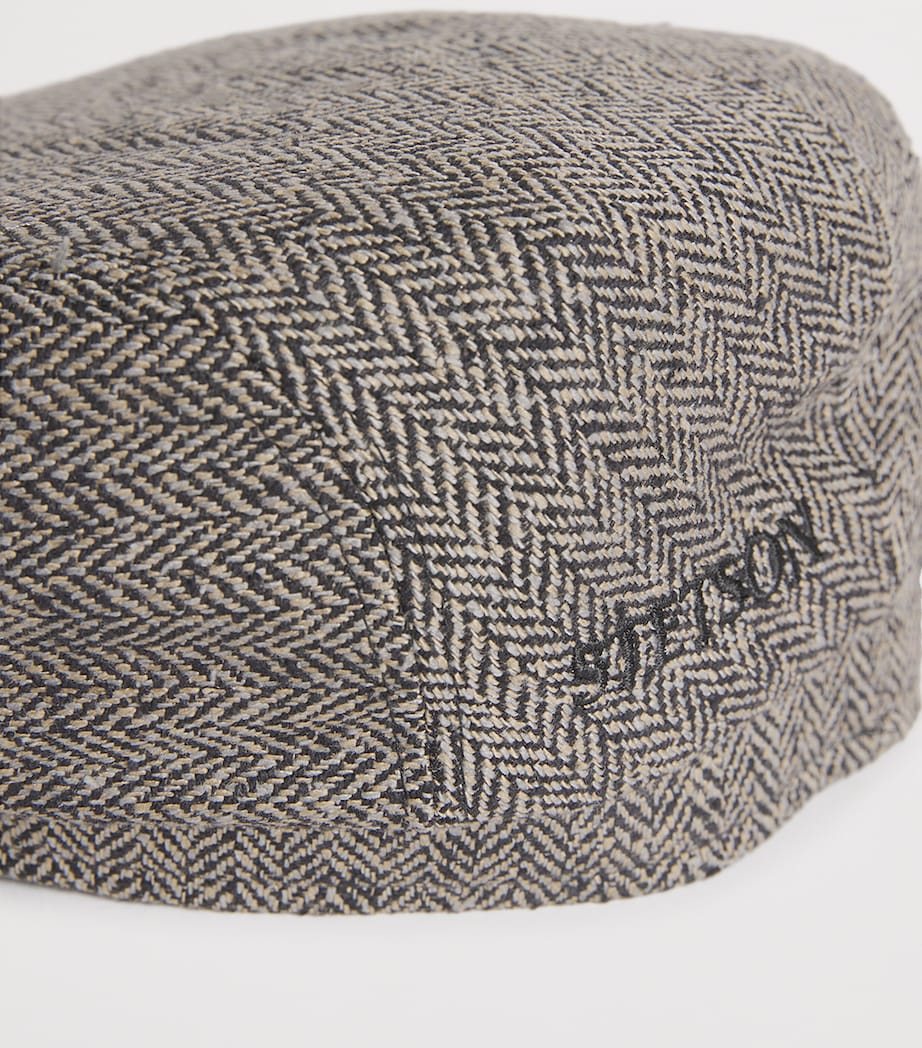 Silk Herringbone Flat Cap 316 - BLACK/BROWN Image 4
