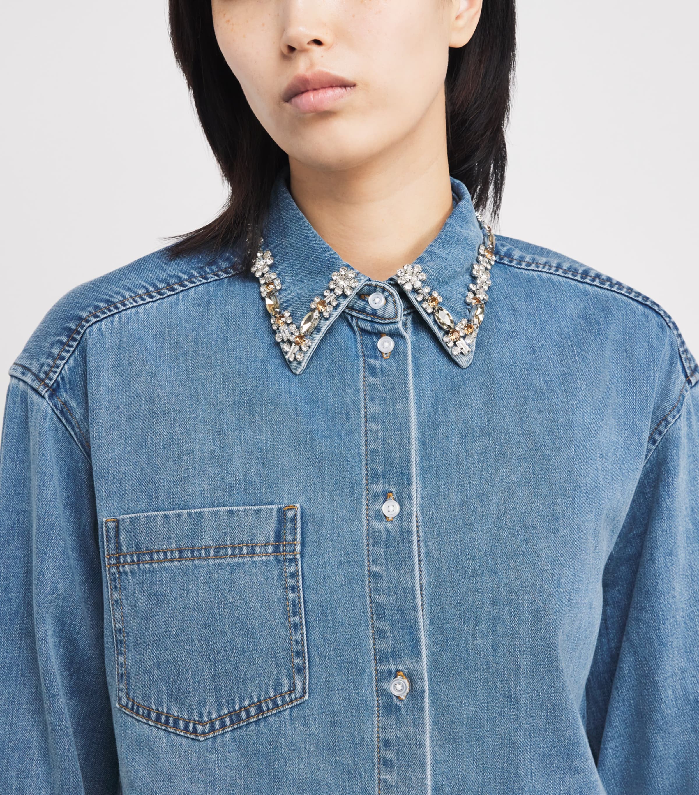 Denim Embellished Shirt BLUE JEAN Image 6