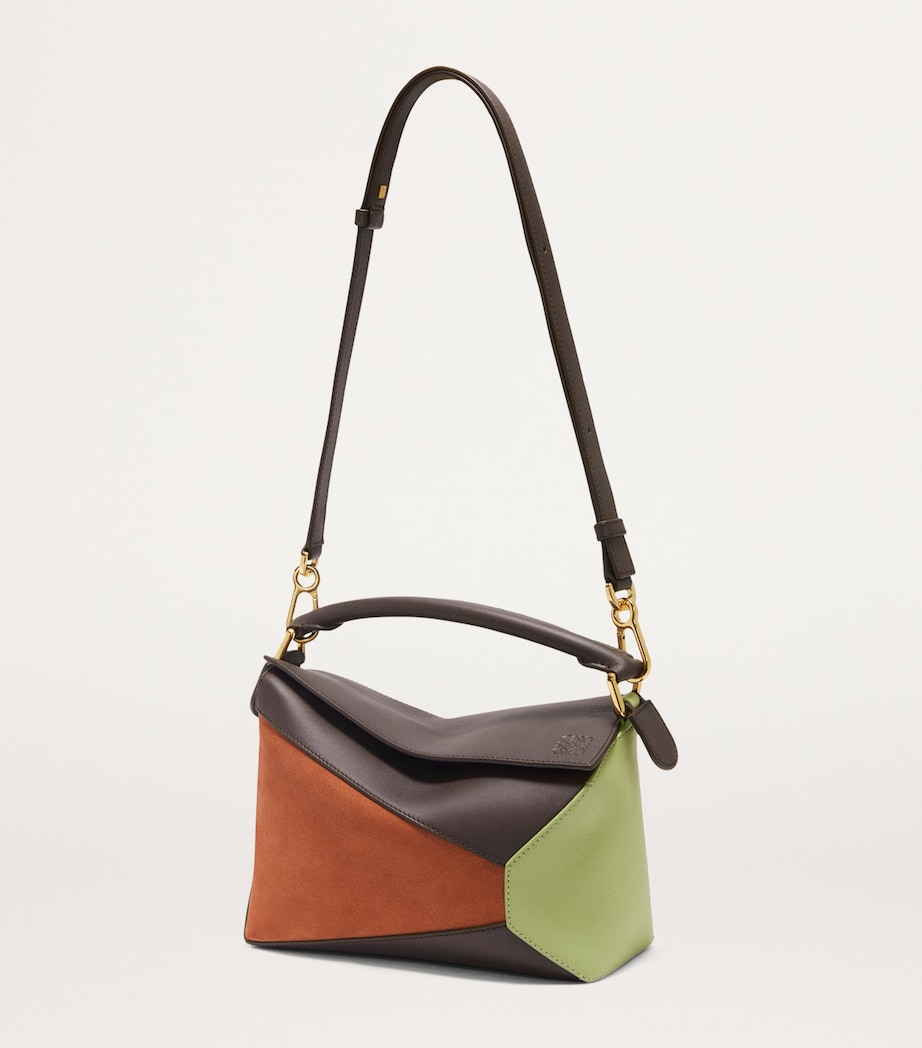 LOEWE Small Leather Puzzle Edge Top-Handle Bag Chocolate/tan Image 5