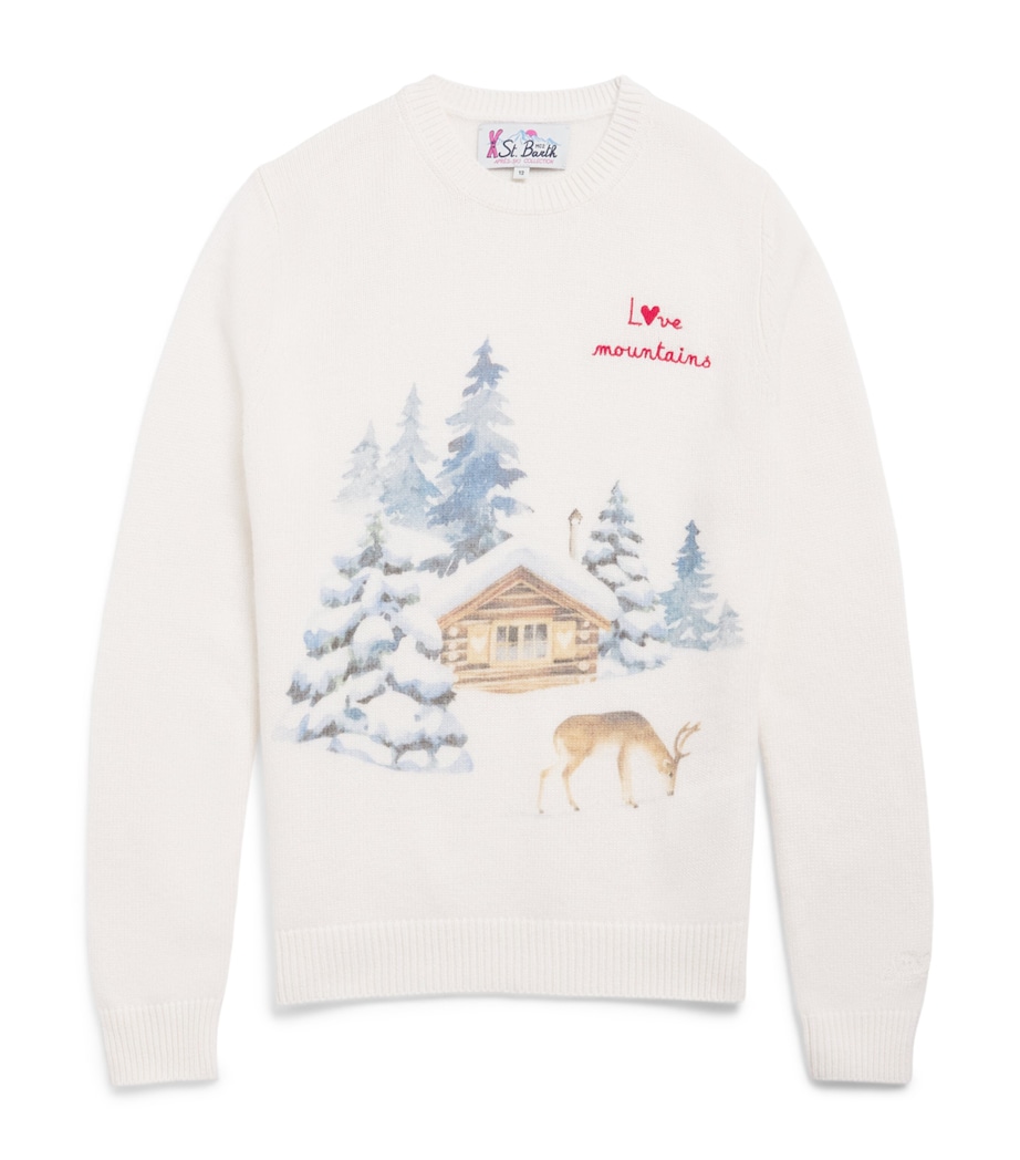 Wool-Blend Winter Scene Sweater (4-14 Years) 00372ILVDEERMNTNS10 Image 1