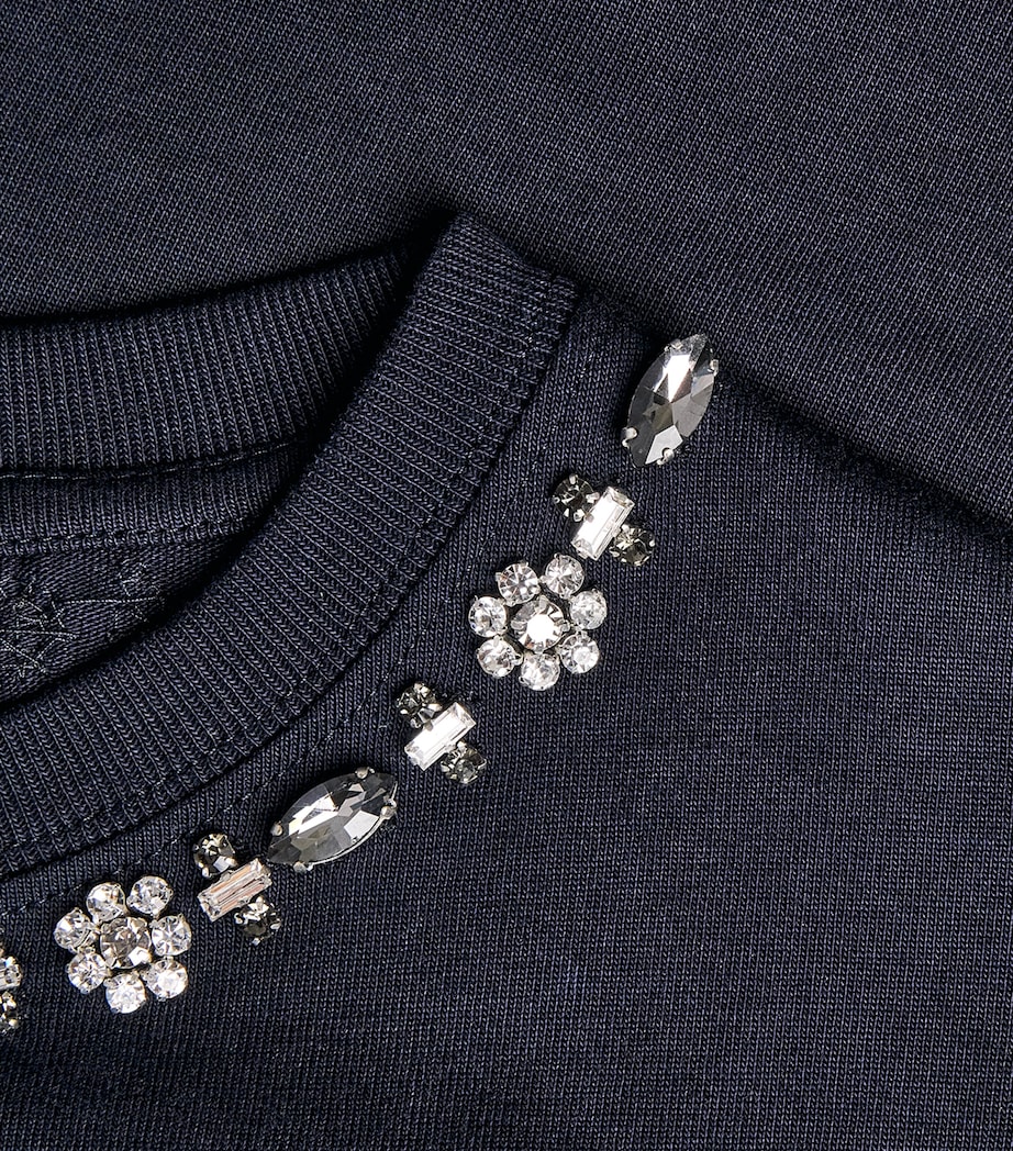 Sandro Paris Womens Cotton Embellished T-Shirt Navy Blue Image 6