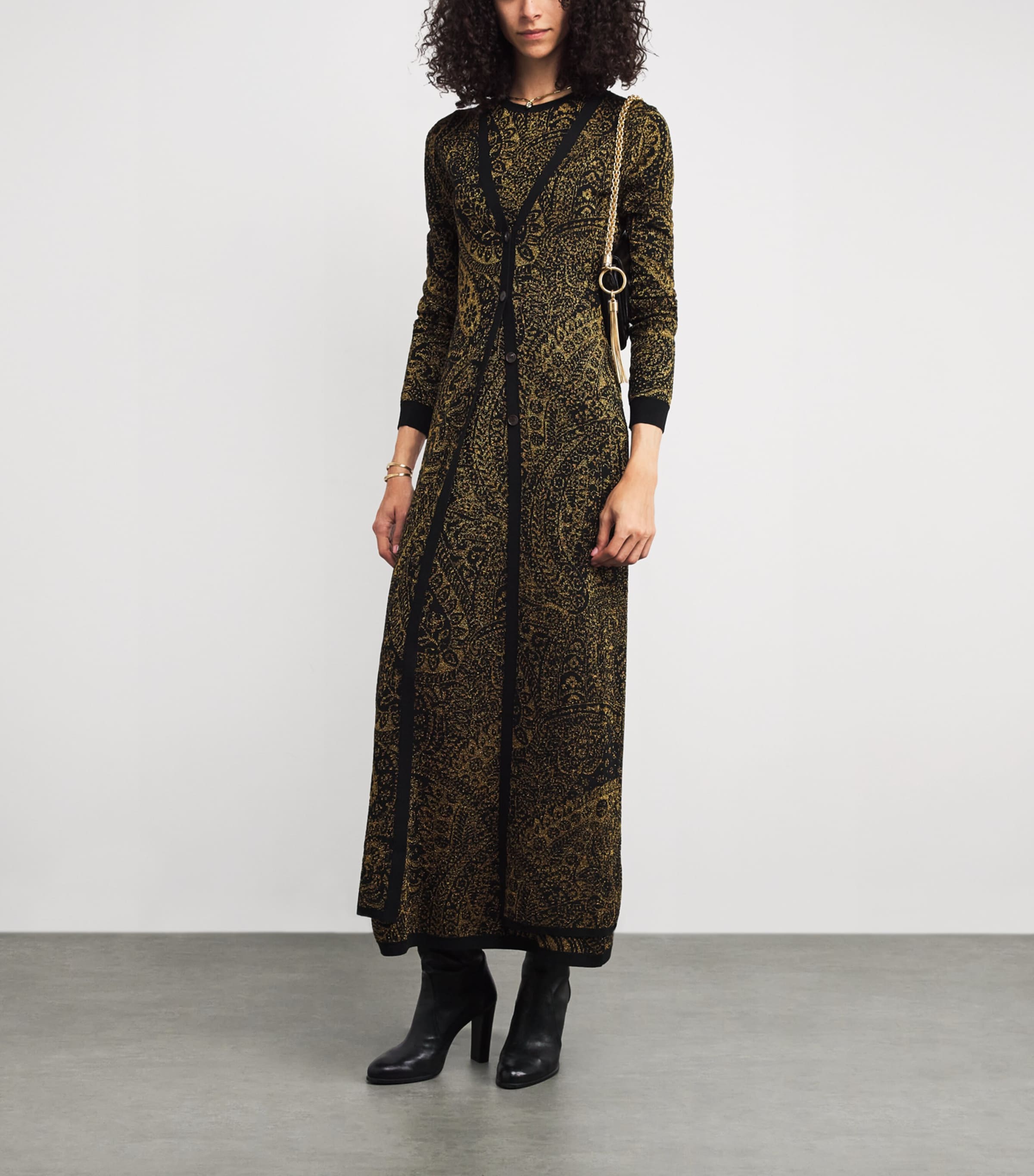 Wool-Blend Paisley V-Neck Maxi Dress S9810 Image 2