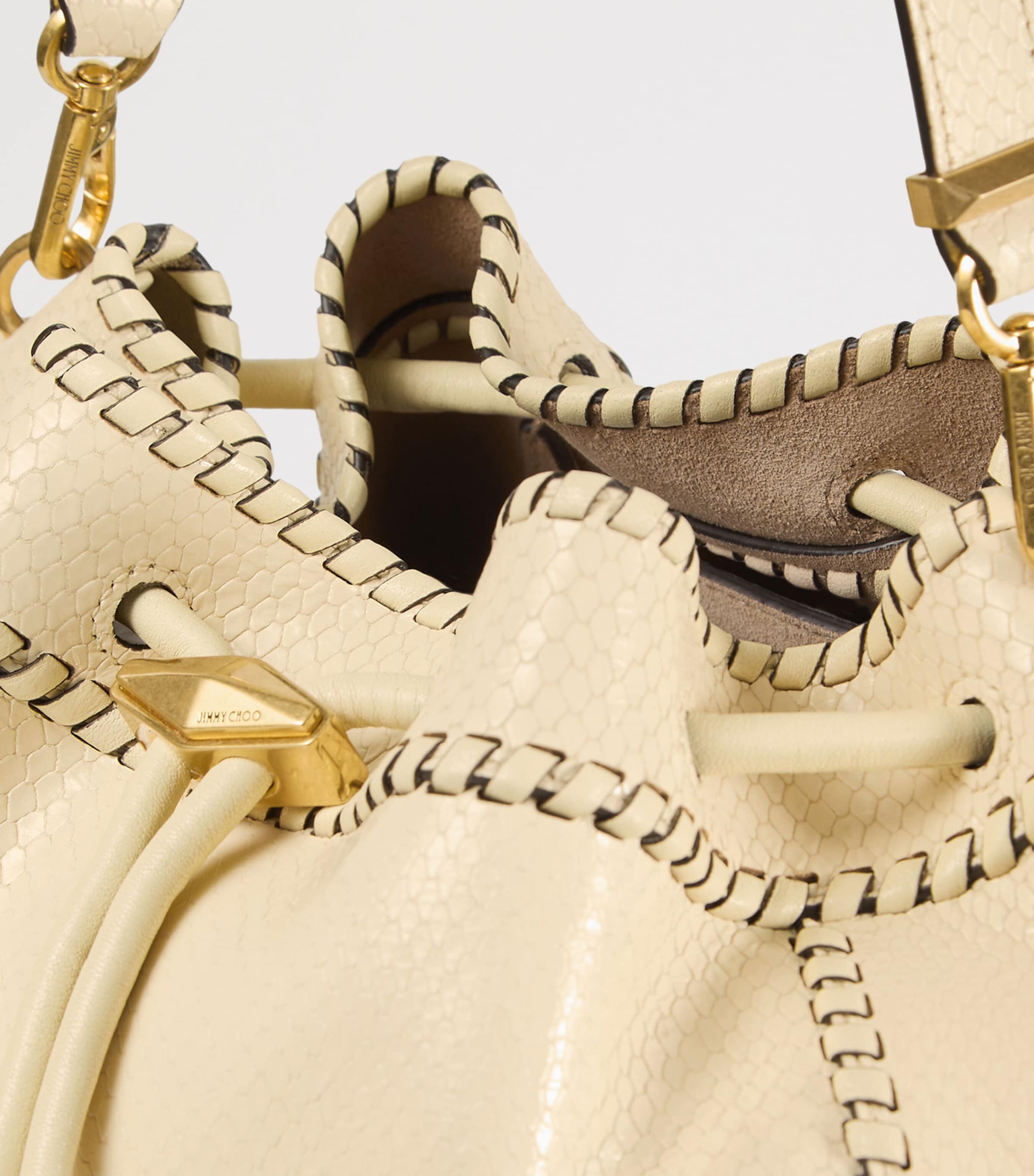 Medium Snake-Print Cinch Bag BUTTERMILK/GOLD Image 2