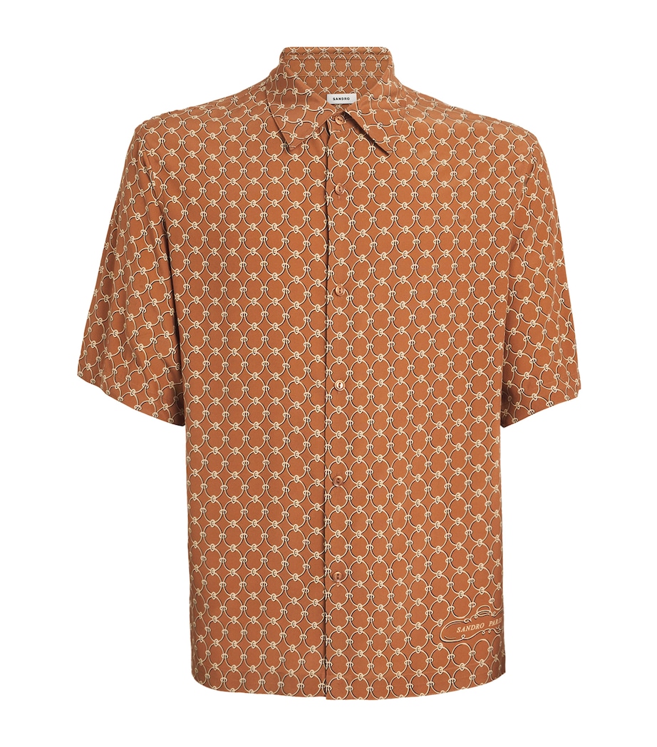Sandro Paris Mens Link-Print Shirt Camel Image 1
