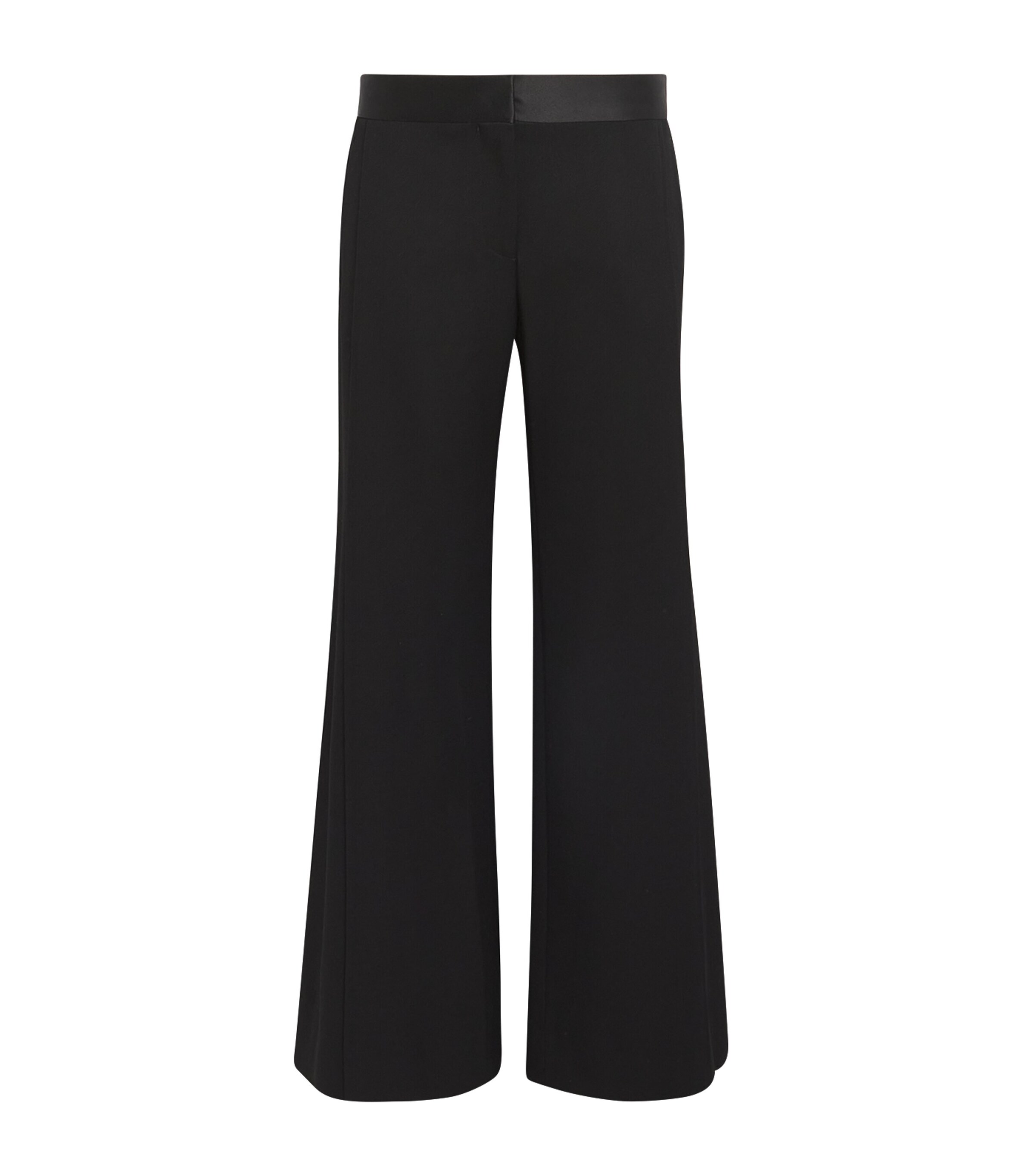 Victoria Beckham Side Panel Wool-blend Wide-leg Pants In Black