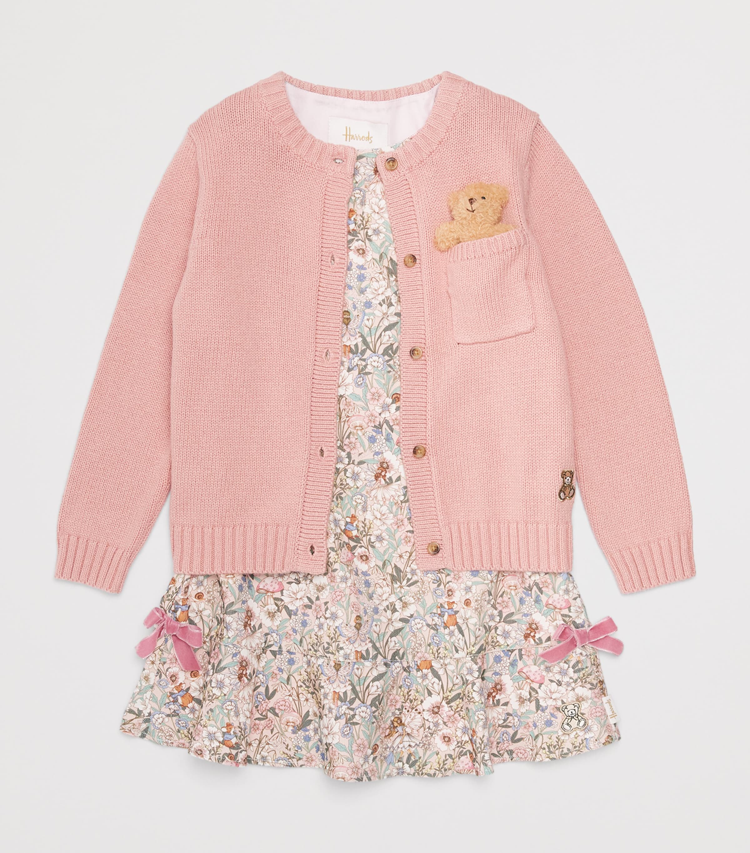 Harrods Bear Pocket Cardigan (2-8 Years) Pink Image 3