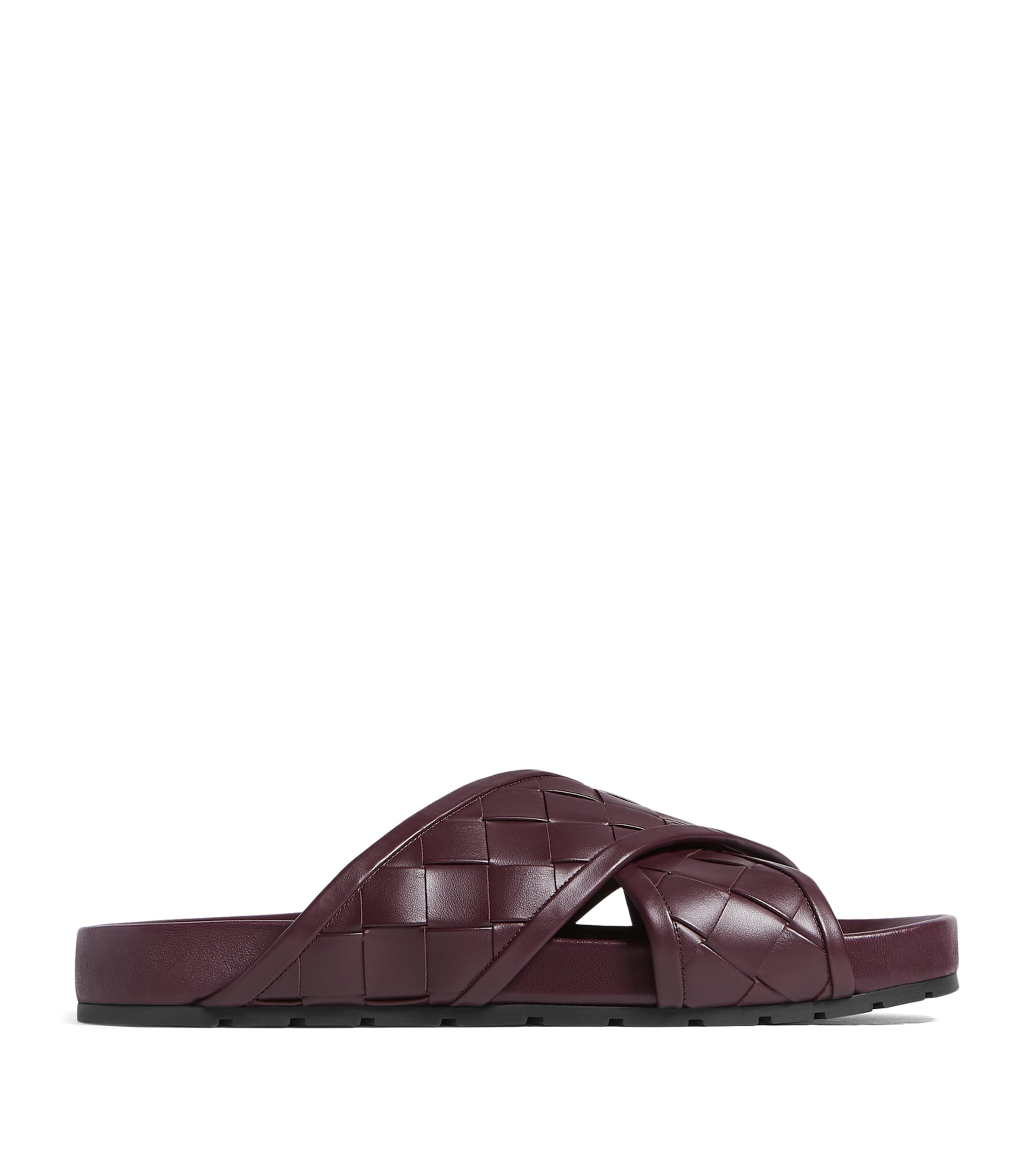 Bottega Veneta Leather Intrecciato Tarik Slides Image 1