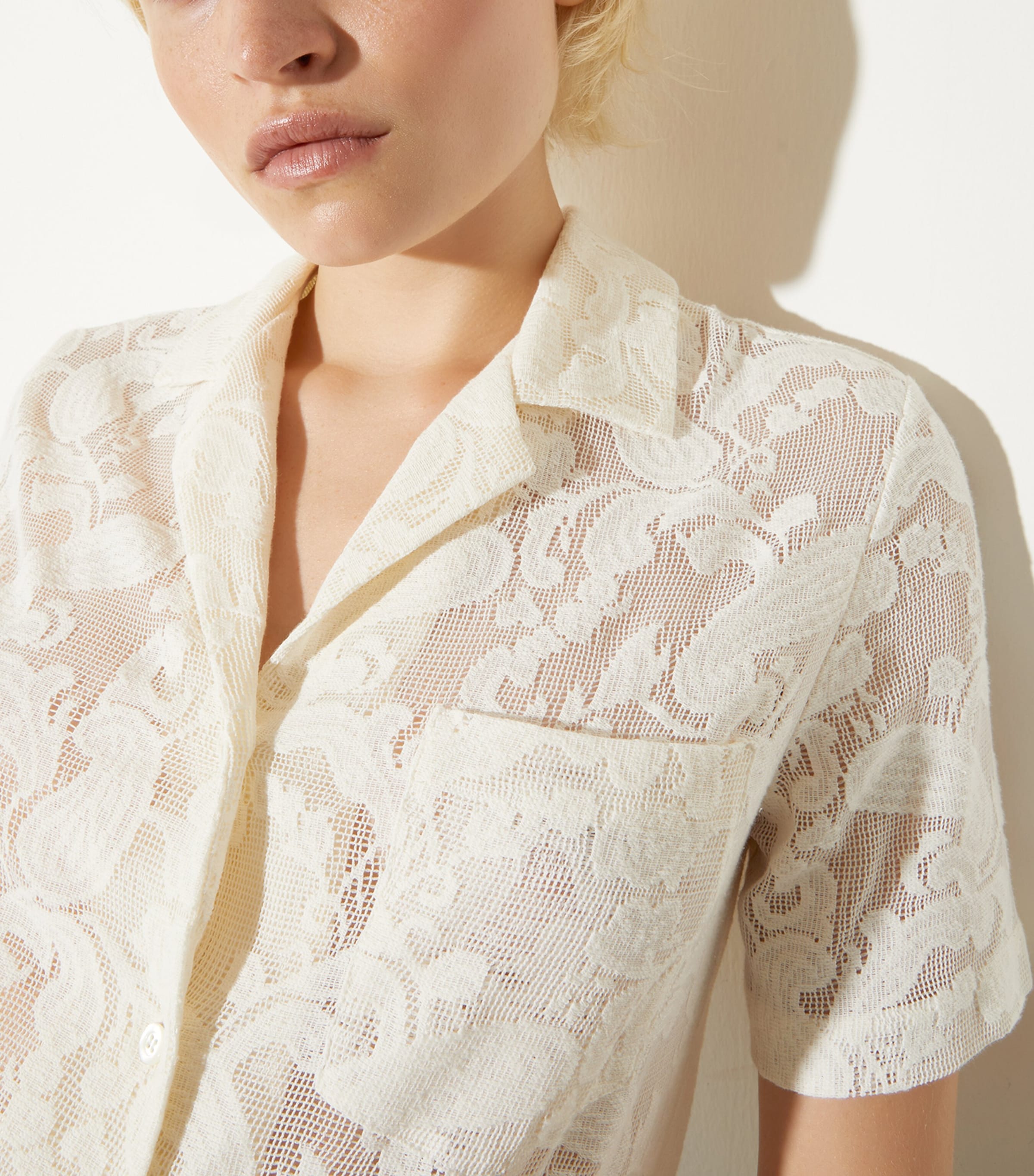 MAX&Co. Womens Paisley Knit Shirt Milk Image 5