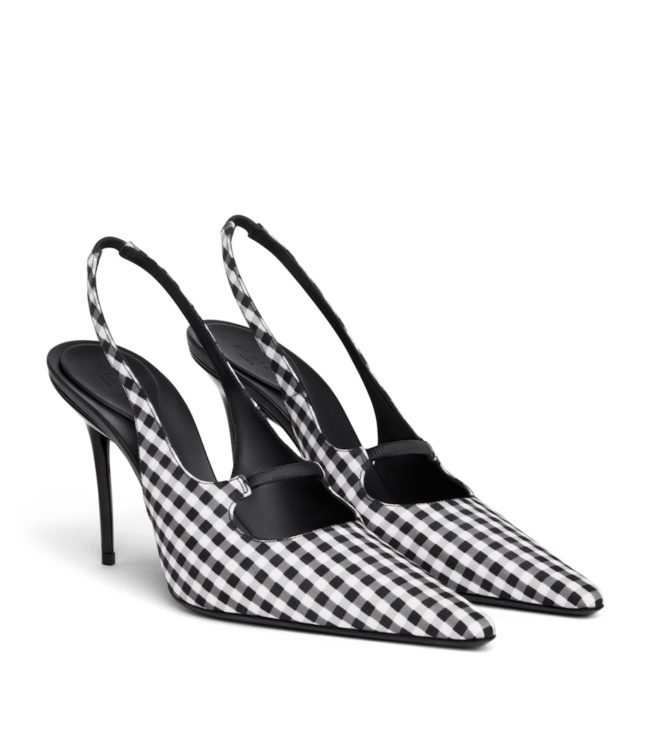 Alaïa Vichy Print Drop Slingback Pumps 80 Black/white Image 2