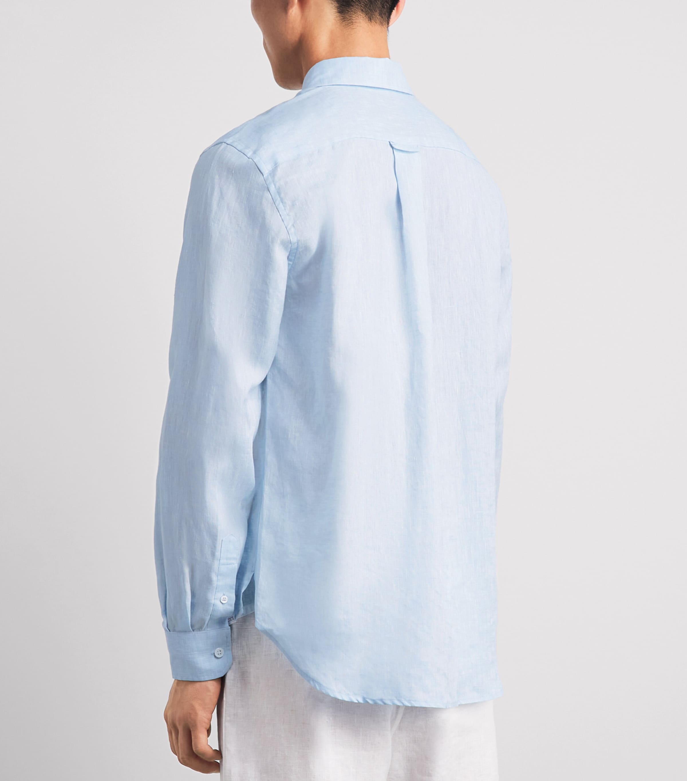 Derek Rose Mens Linen Monaco Shirt Blu Image 5