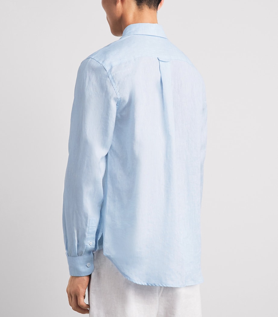 Derek Rose Mens Linen Monaco Shirt Blu Image 5