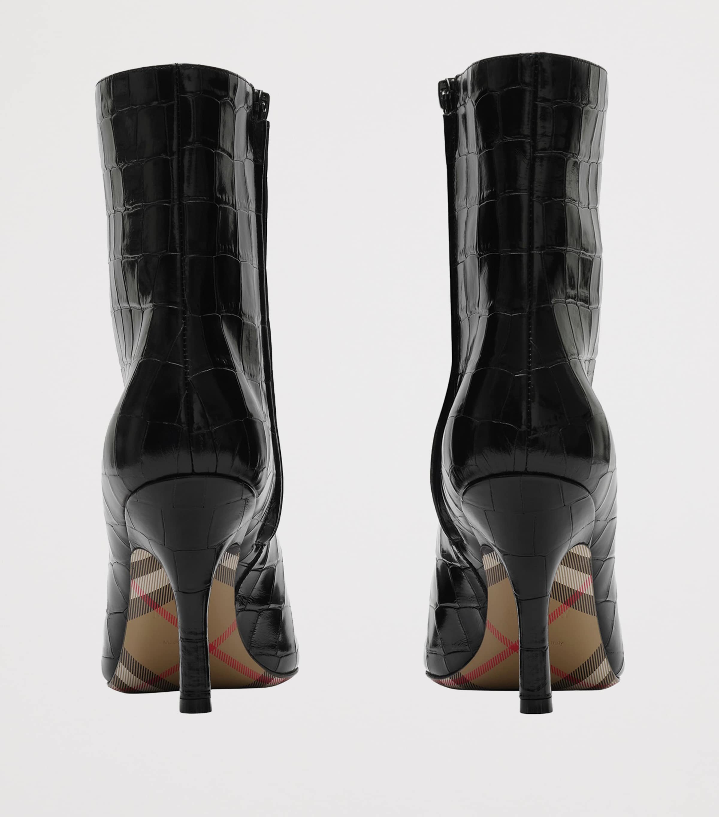 Burberry Croc-Embossed Leather Dame Ankle Boots 90 Black Image 3