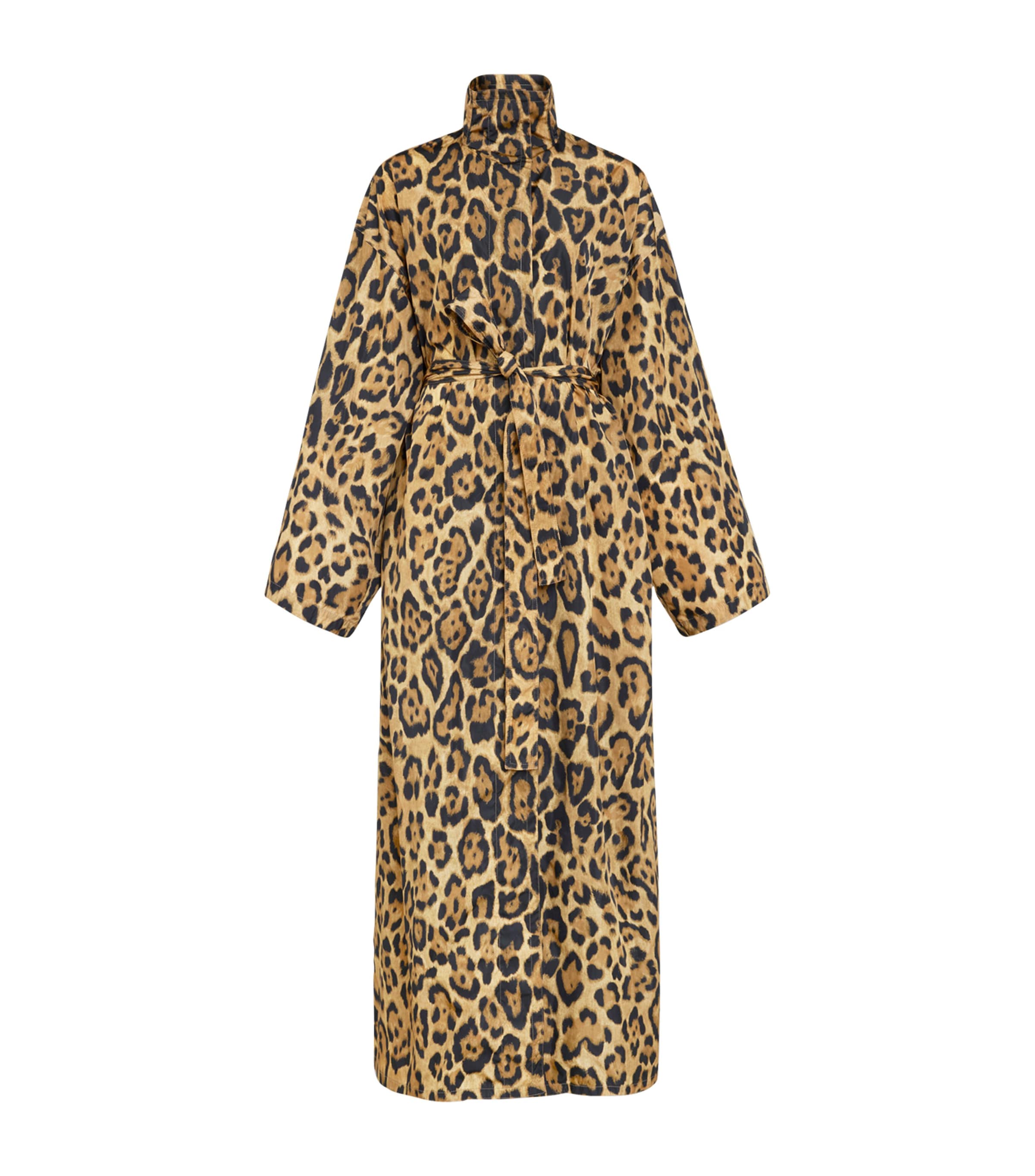 Alaïa Womens Leopard-Print Trench Coat Noir/caramel Image 1