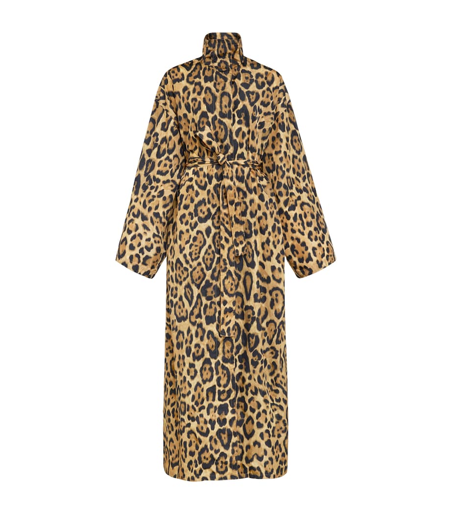 Alaïa Womens Leopard-Print Trench Coat Noir/caramel Image 1