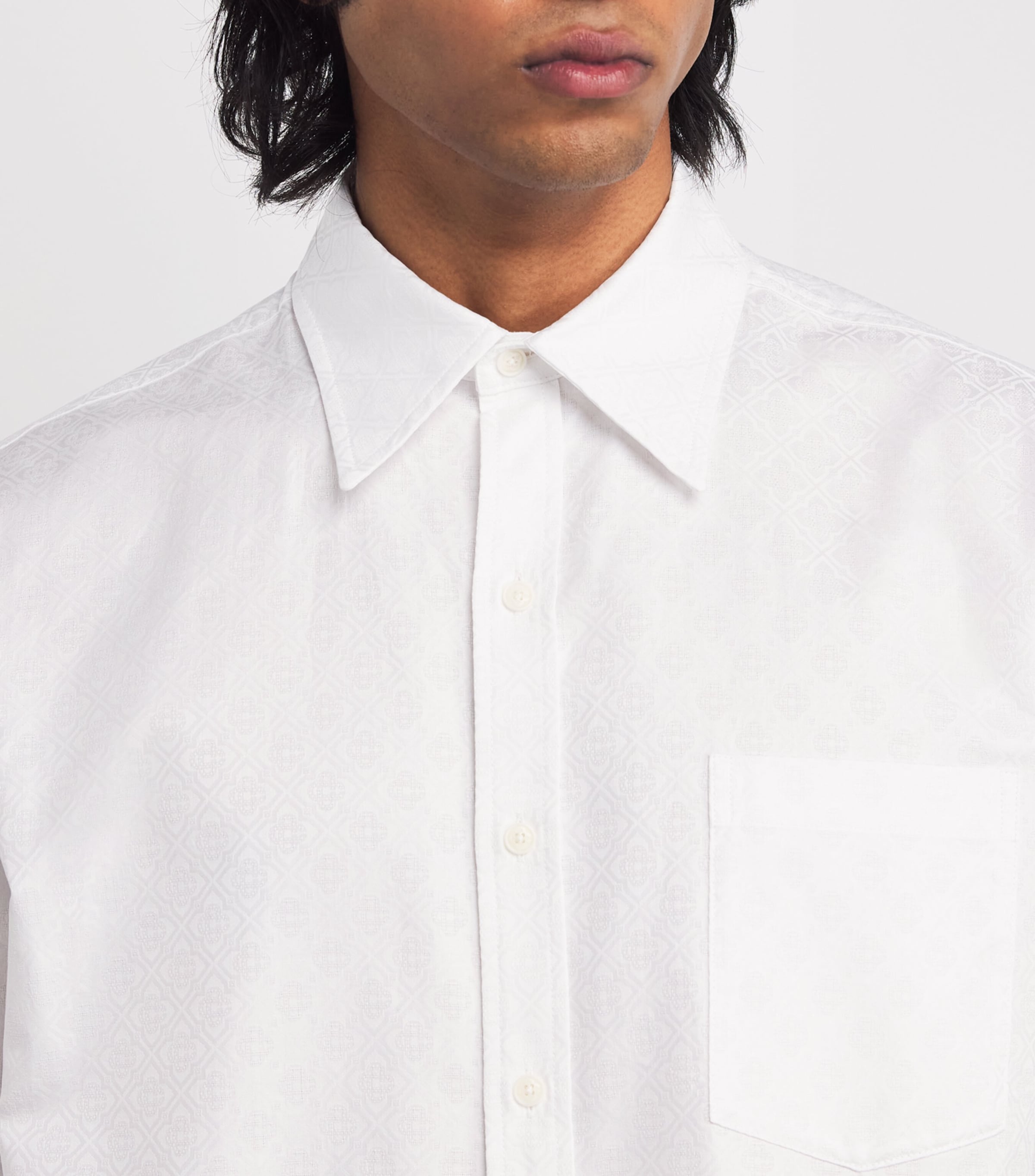 Casablanca Mens Cotton Monogram Oxford Shirt White Monogram Image 6