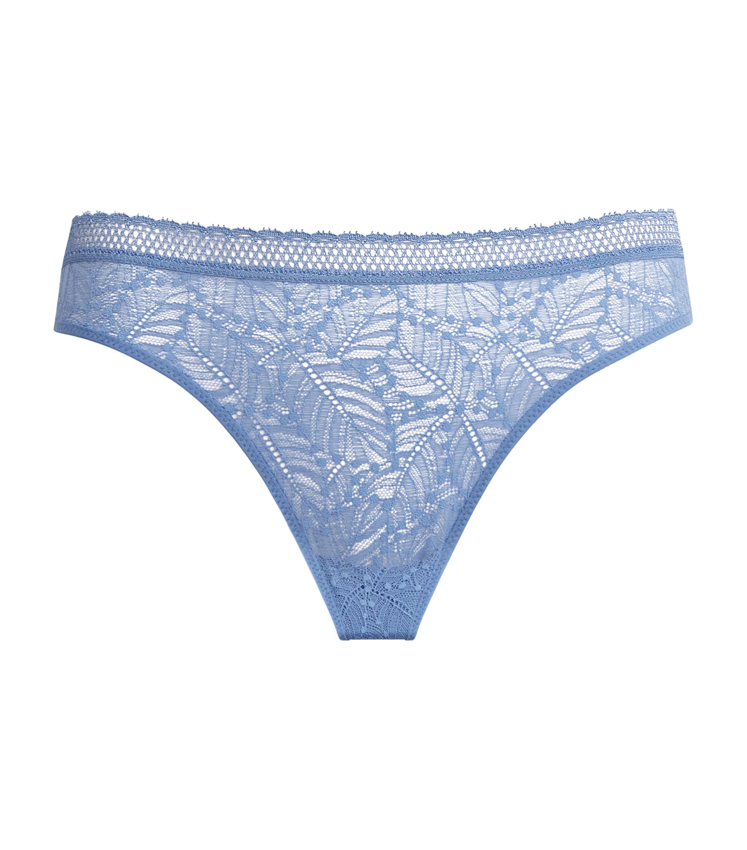 Simone Perele Womens Lace Comète Tanga Thong Chambray Bl Image 1