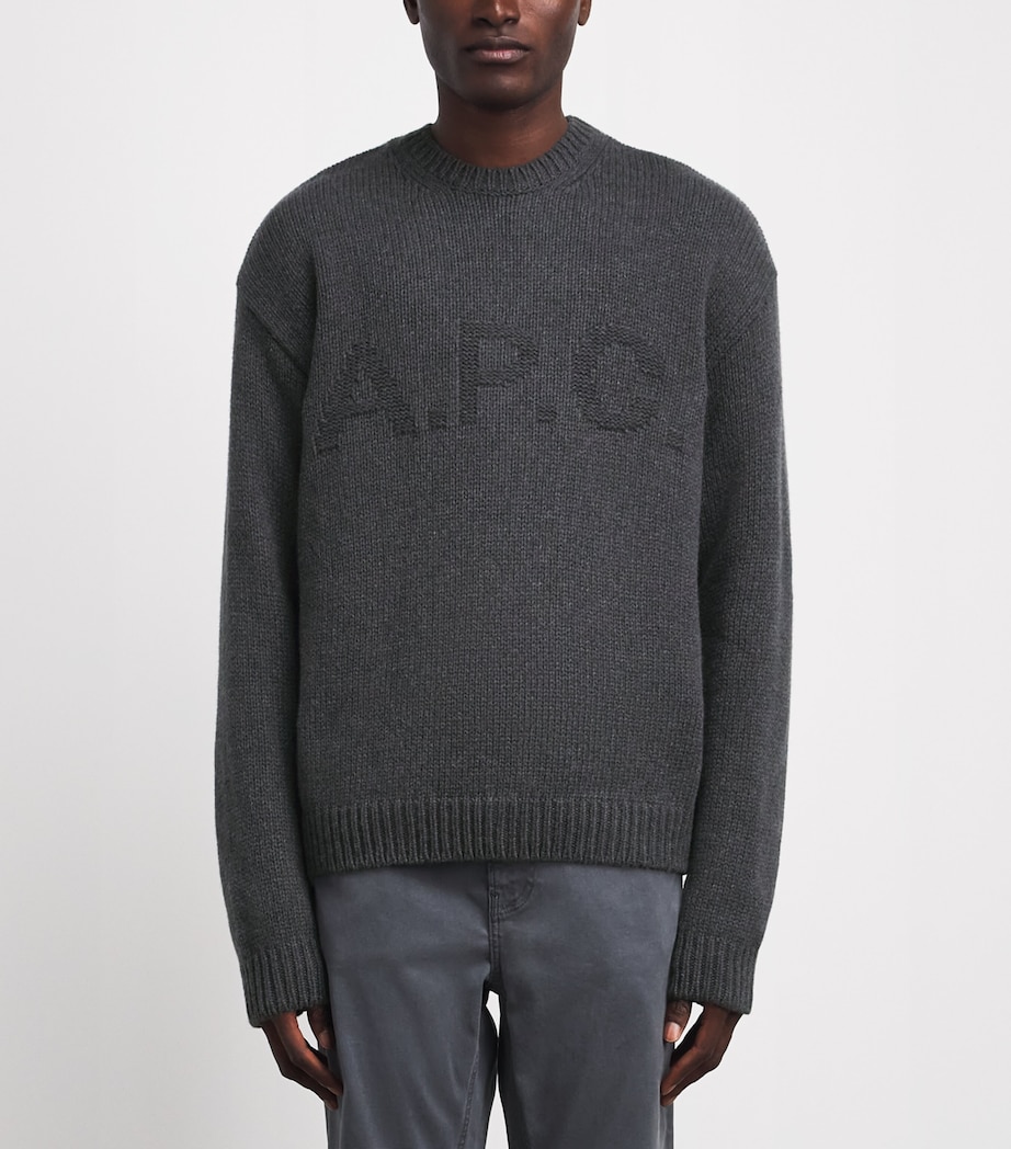 A.P.C. Mens Wool Logo George Sweater Plc Hathrd Anthract Image 4