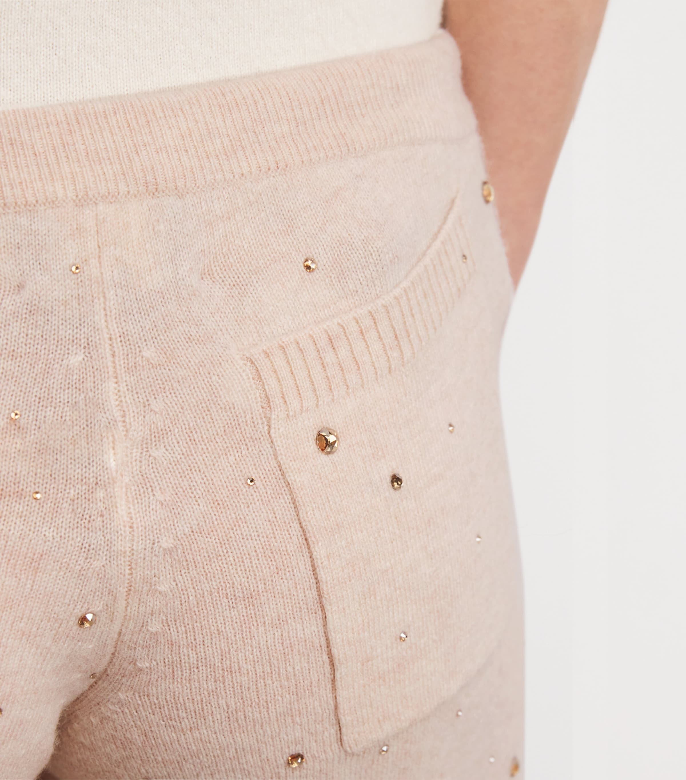 Cashmere Crystal-Embellished Sweatpants 001 GSHA BISCUI Image 6