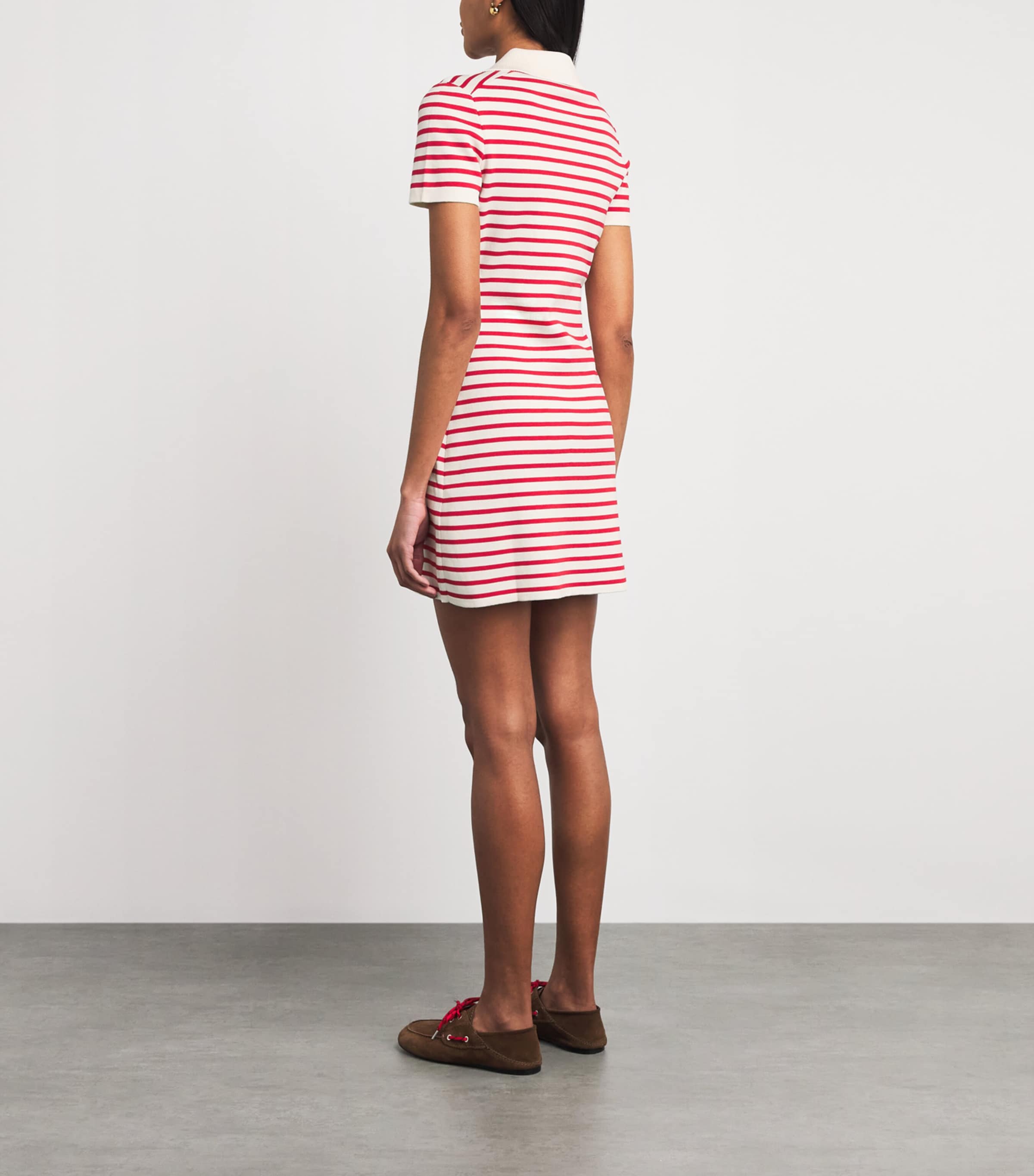 Maje Womens Cotton-Blend Stripe Mini Dress Red Image 4