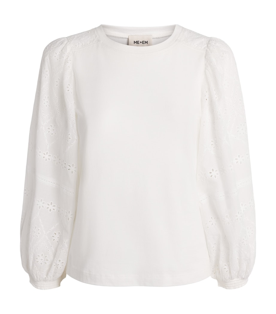 ME+EM Womens Broderie Anglaise Blouse Soft White Image 1