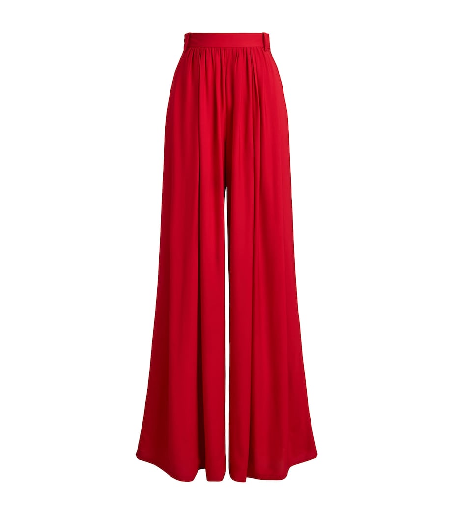Ralph Lauren Collection Womens Satin Vannesa Wide-Leg Trousers Bright Red Image 1