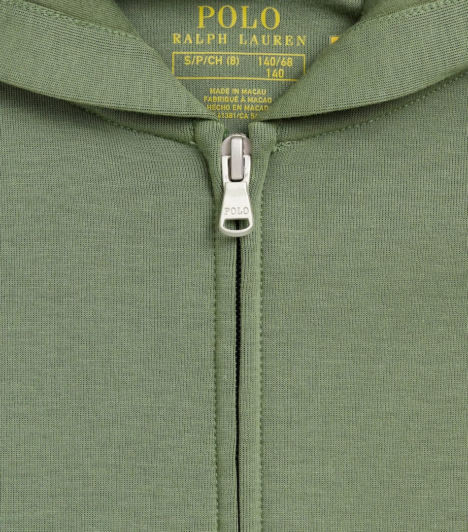 Ralph Lauren Kids Double-Knit Zip-Up Hoodie (6-14 Years) Cargo Green Image 3