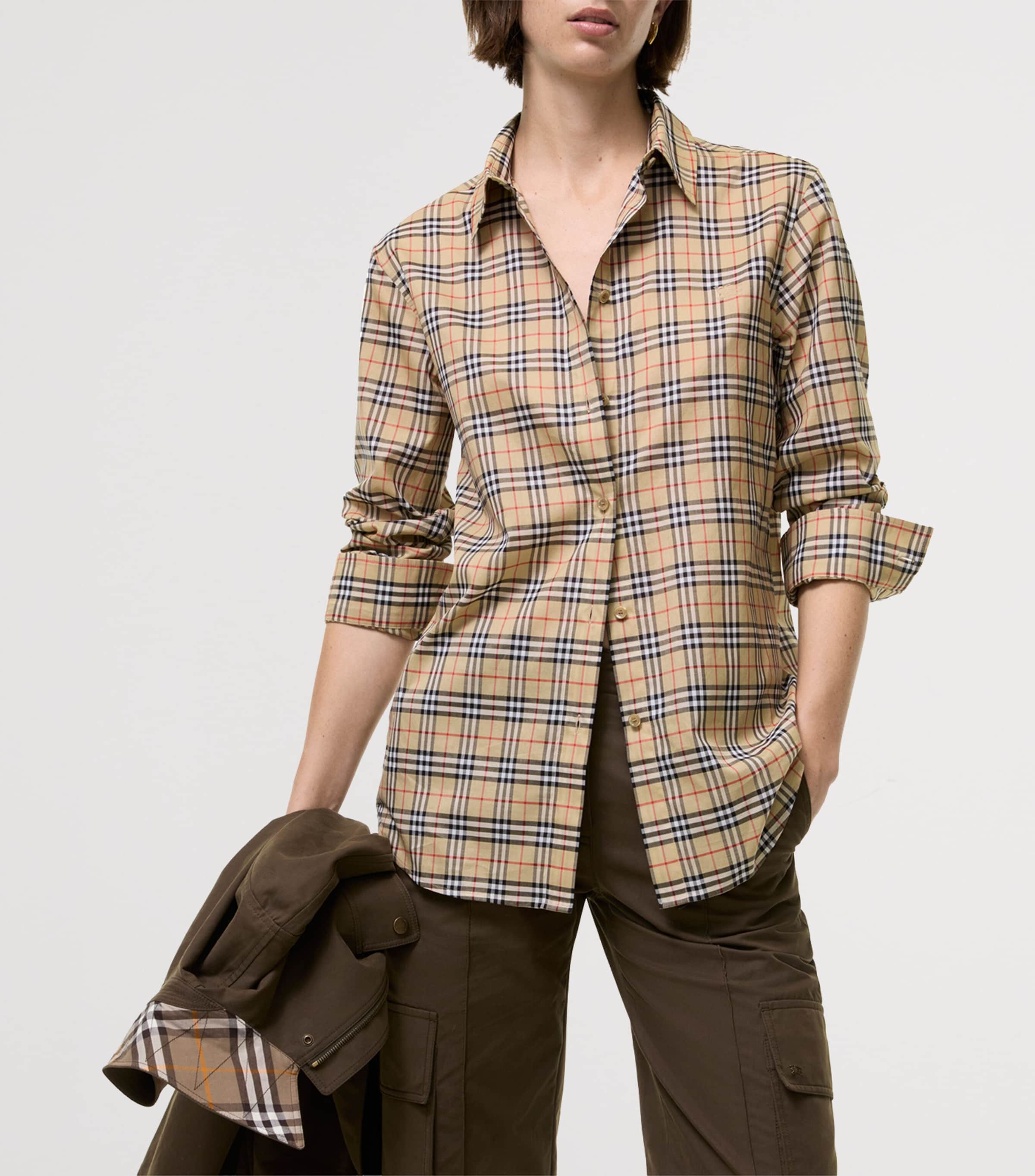 Burberry Womens Cotton Check Shirt Sand Ip Check Image 2