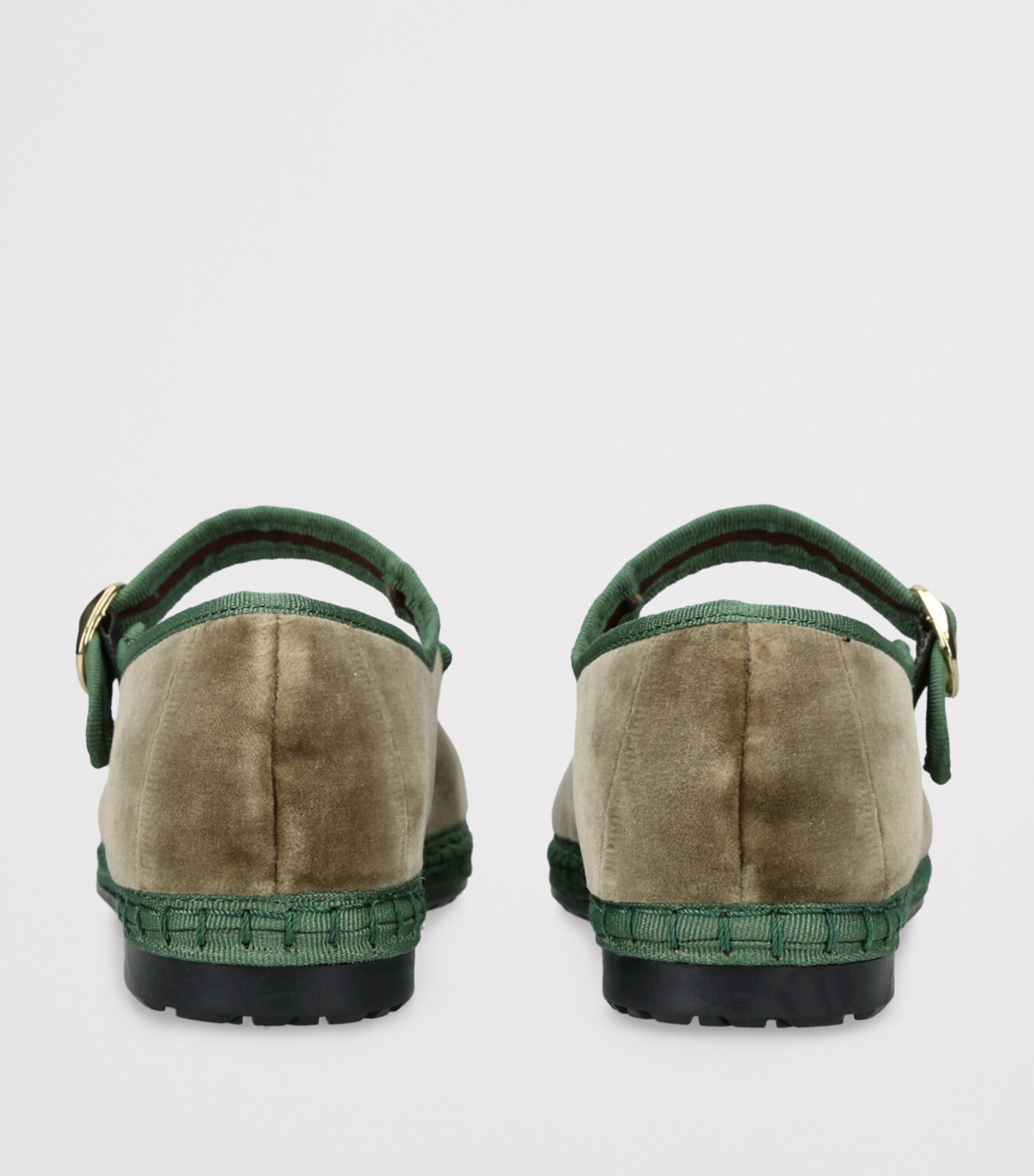 Flabelus Velvet Eyre Mary Janes Khaki Image 2
