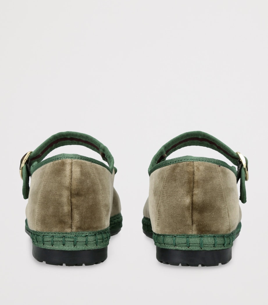 Flabelus Velvet Eyre Mary Janes Khaki Image 2