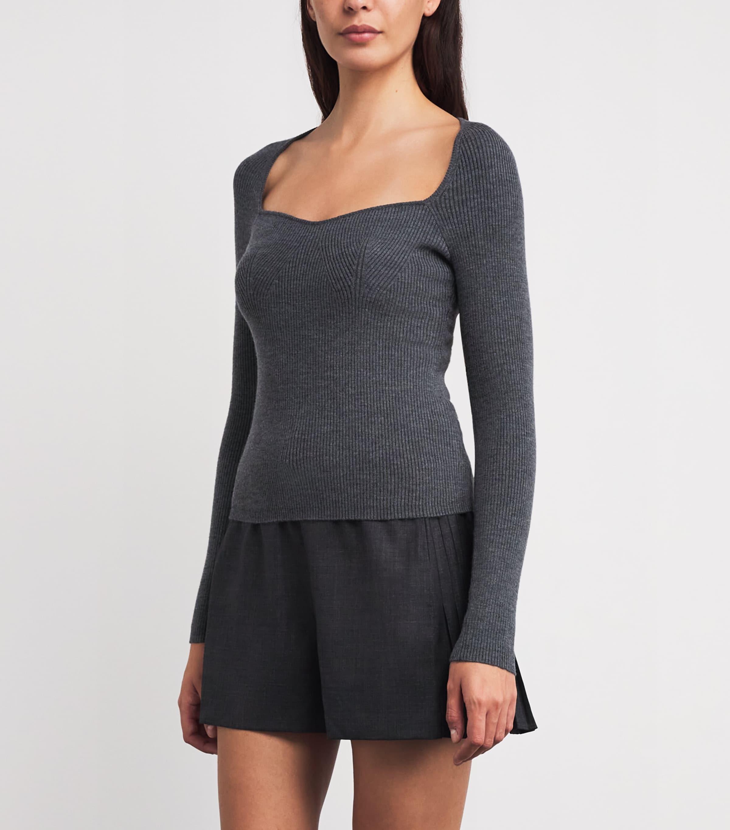 Wool-Blend Ribbed Top GREY Image 3