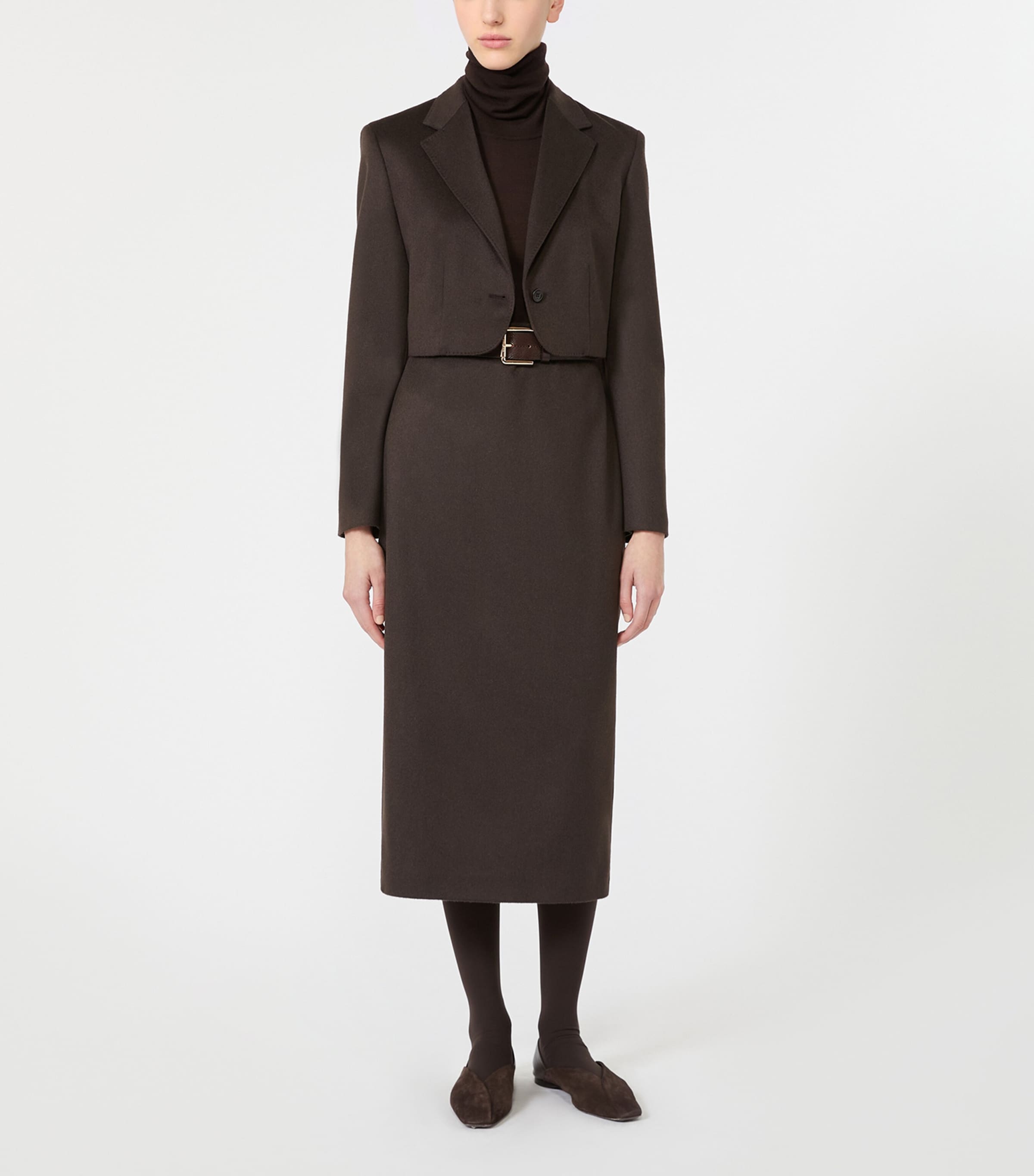 Max Mara Womens Virgin Wool Rollneck Sweater Dark Brown Image 2