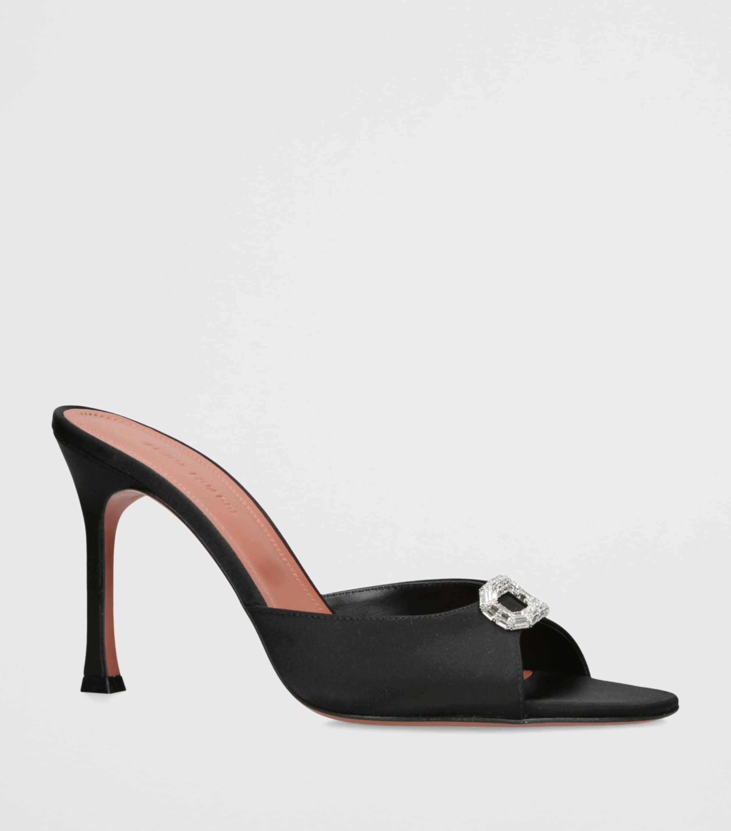 Amina Muaddi Satin Mini Camelia Heeled Mules 95 Blk/other Image 2