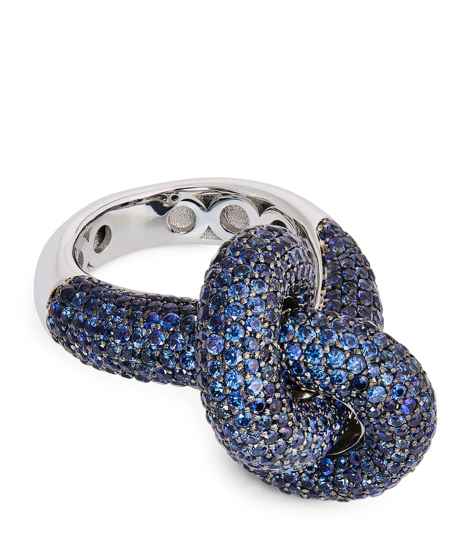 White Gold and Sapphire The Legacy Knot Ring (Size 53) WHITE GOLD Image 1