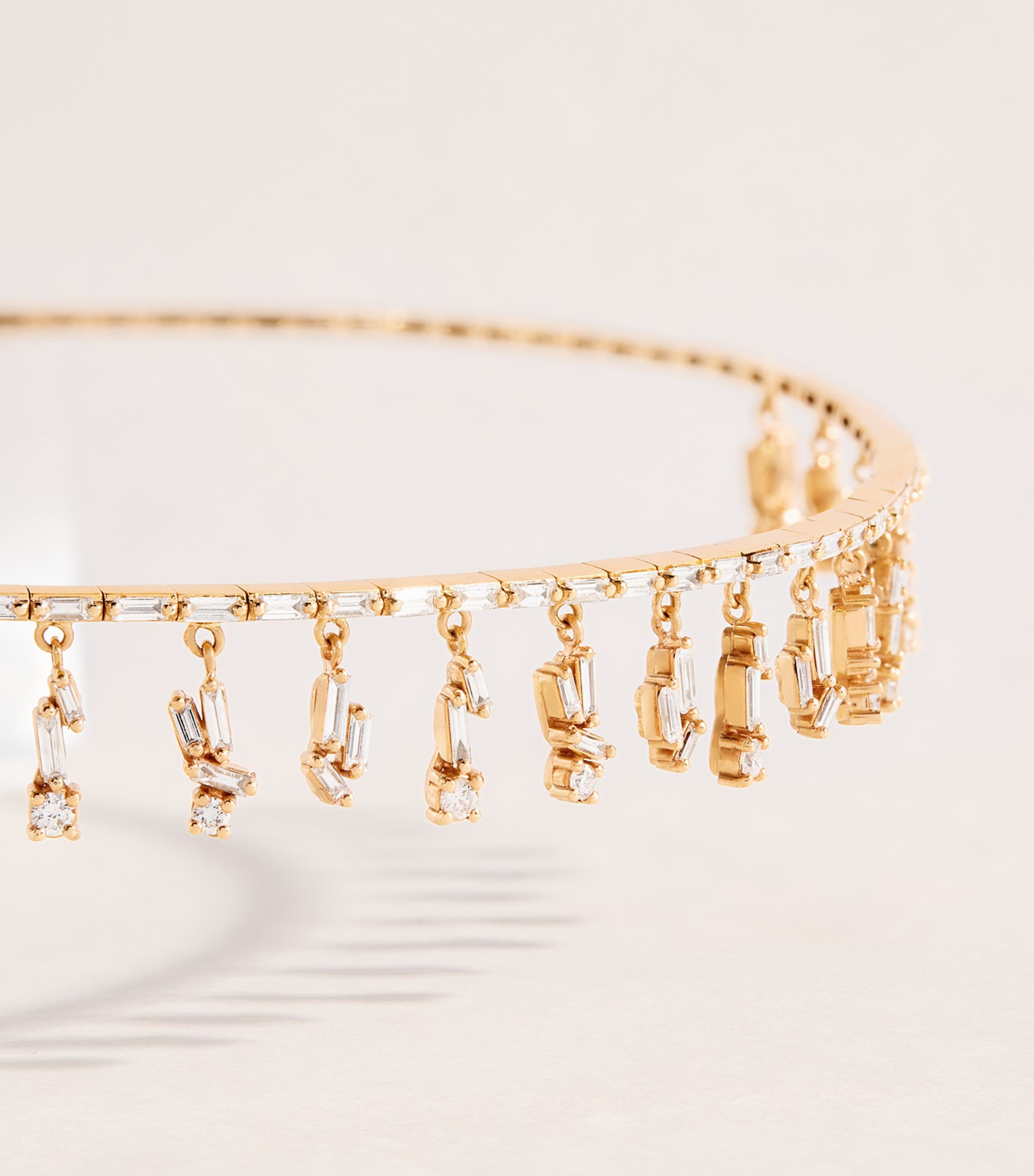 Suzanne Kalan Rose Gold and Diamond Classic Fireworks Thin Cascade Choker Rg/wd Image 5