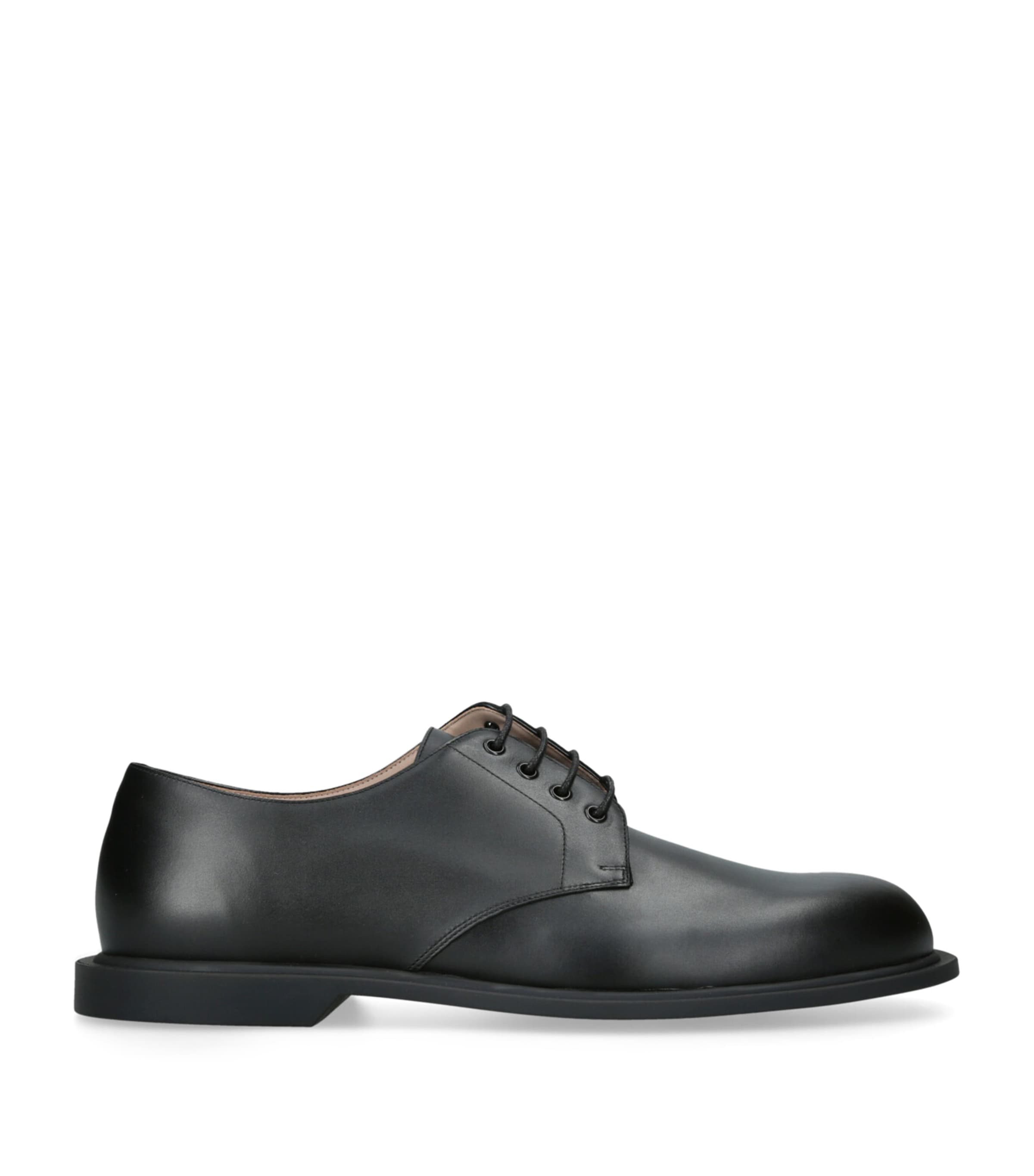 The Row Nic Leather Derby Shoes In Black