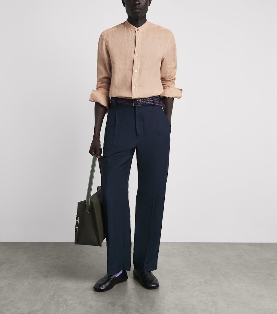 Paul Smith Mens Linen Stand-Collar Shirt Image 2