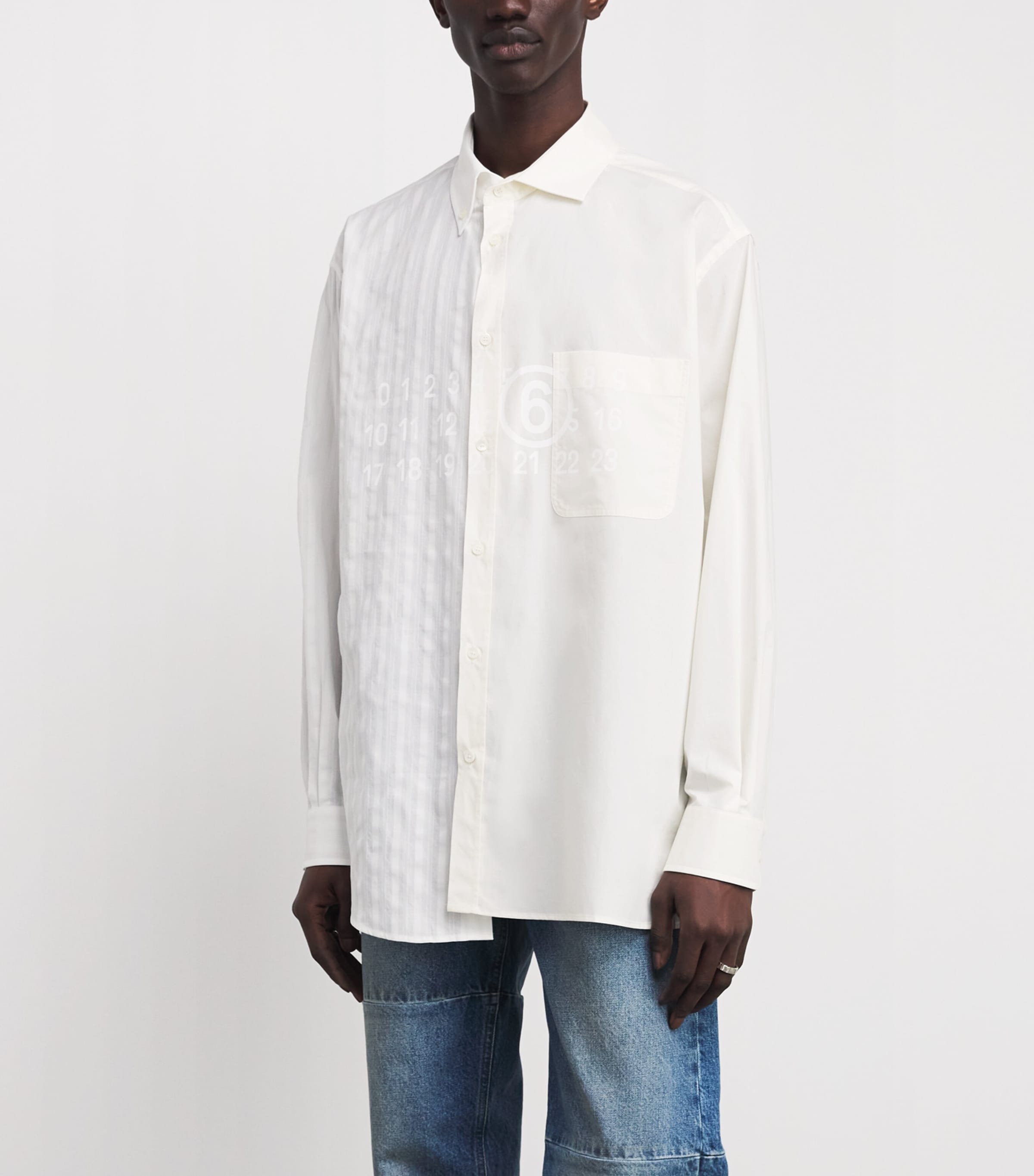 MM6 Maison Margiela Mens Cotton Asymmetric Stripe Shirt Image 3