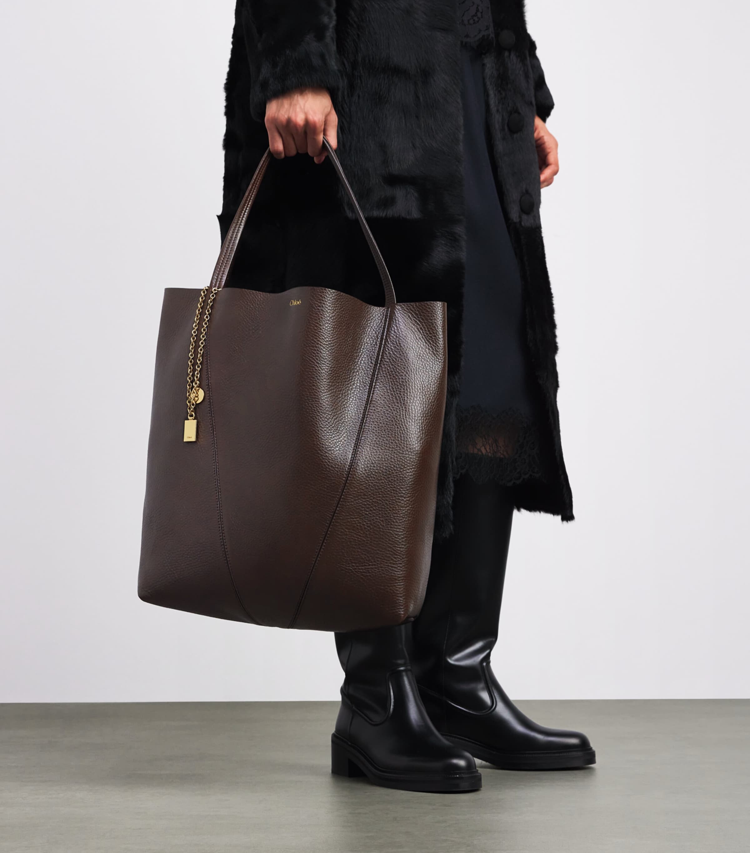 Large Calfskin Spin Tote Bag KOHL BROWN Image 2