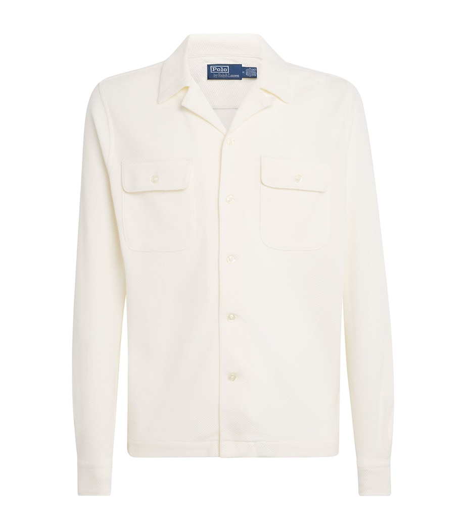 Polo Ralph Lauren Mens Cotton Honeycomb Shirt Pale Cream Image 1