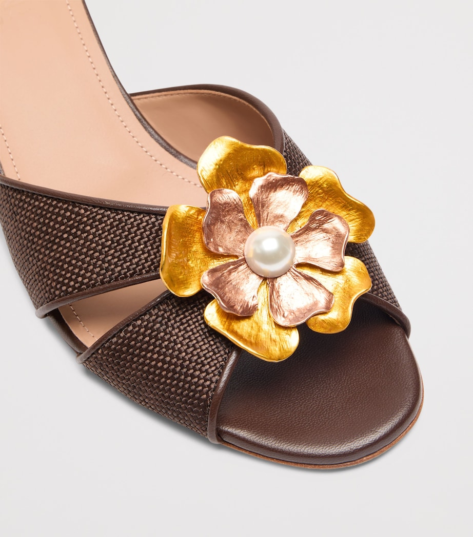 Malone Souliers Raffia and Leather Suri Heeled Sandals 45 Dark Brown Image 5