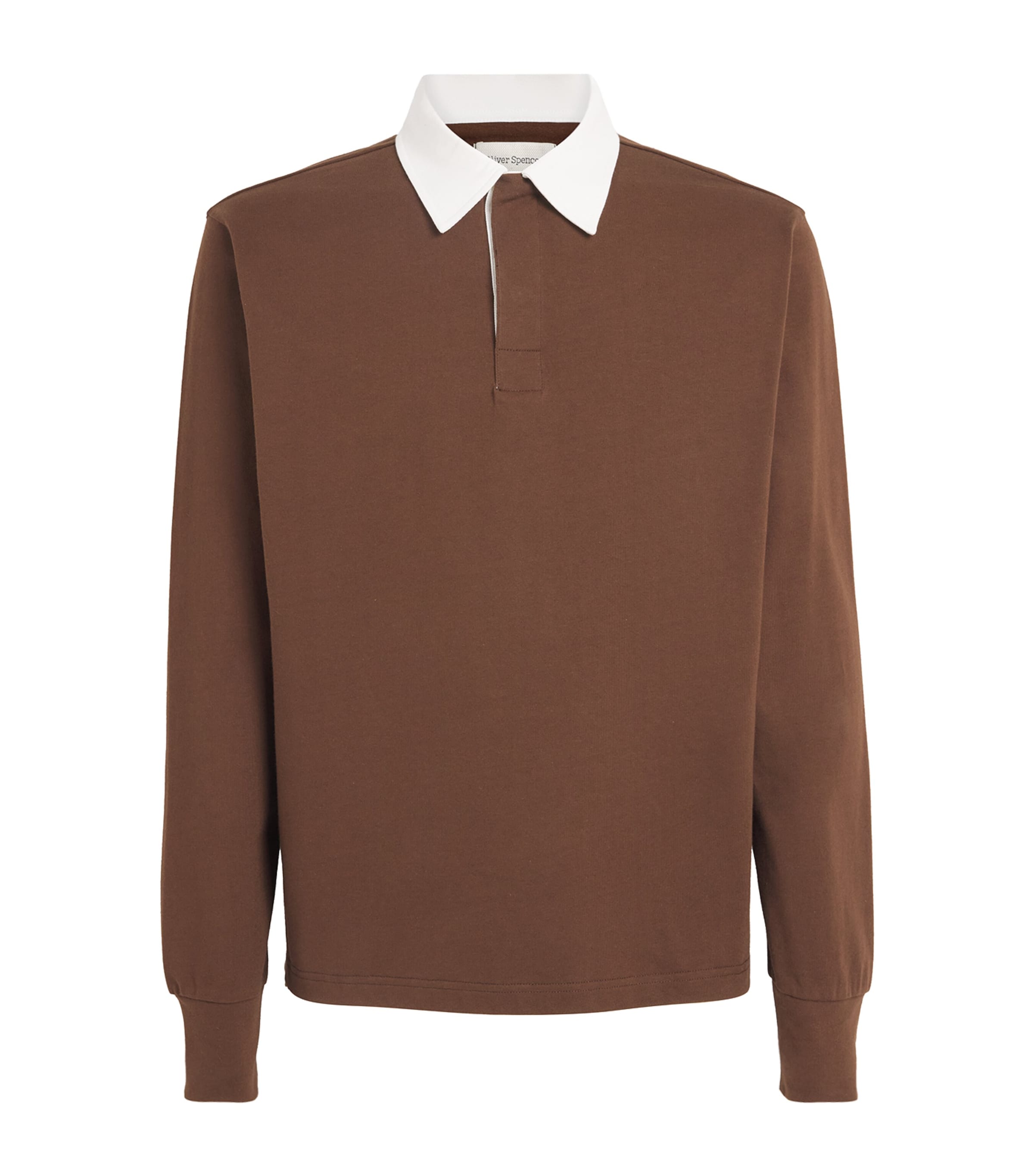 Oliver Spencer Mens Organic Cotton Rugby Shirt Brown Image 1