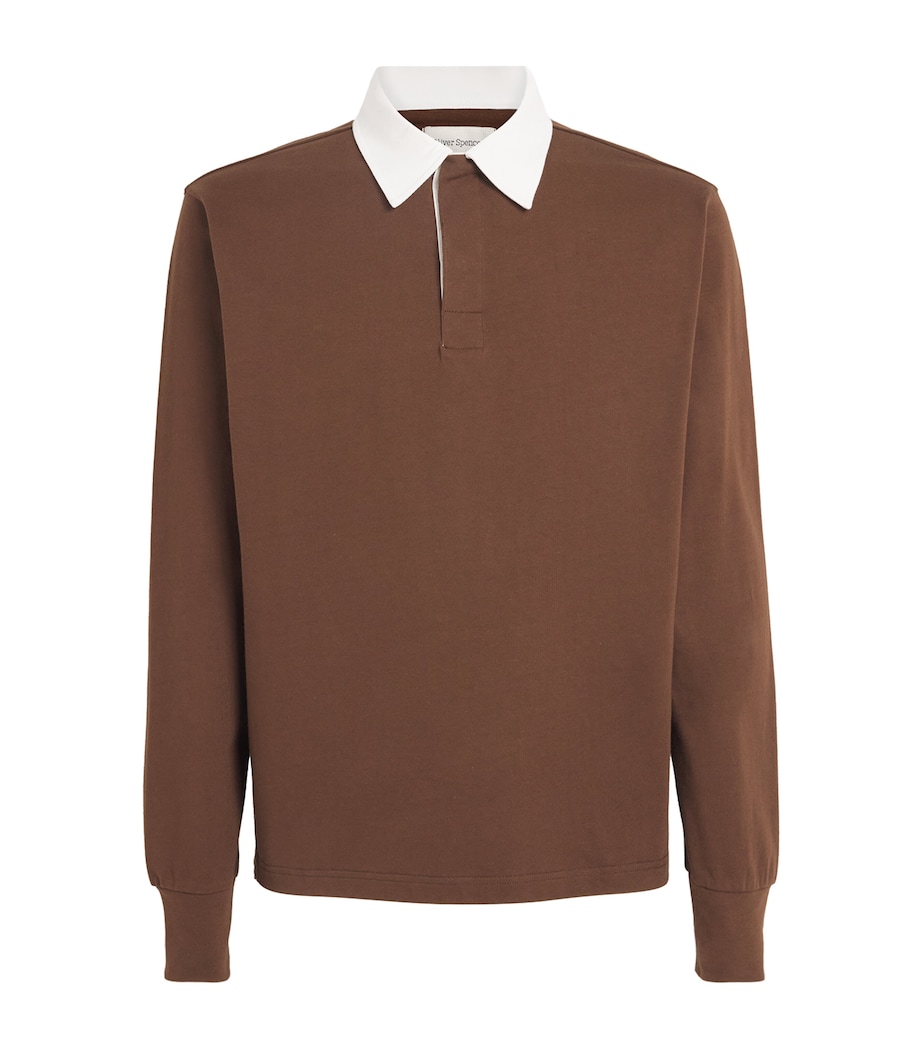Oliver Spencer Mens Organic Cotton Rugby Shirt Brown Image 1
