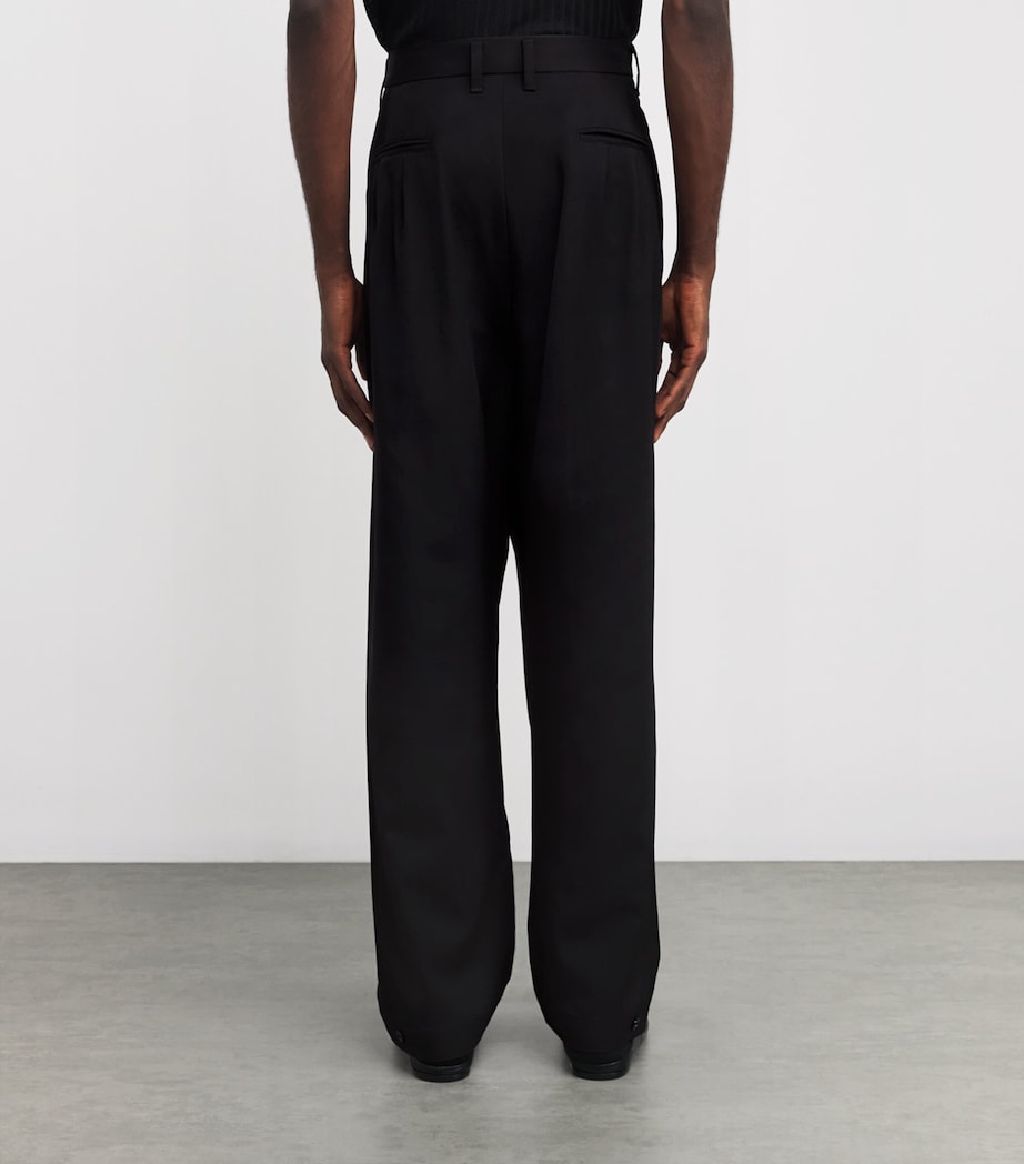 Wool-Blend Drawstring Pleated Trousers BK999/BLACK Image 4